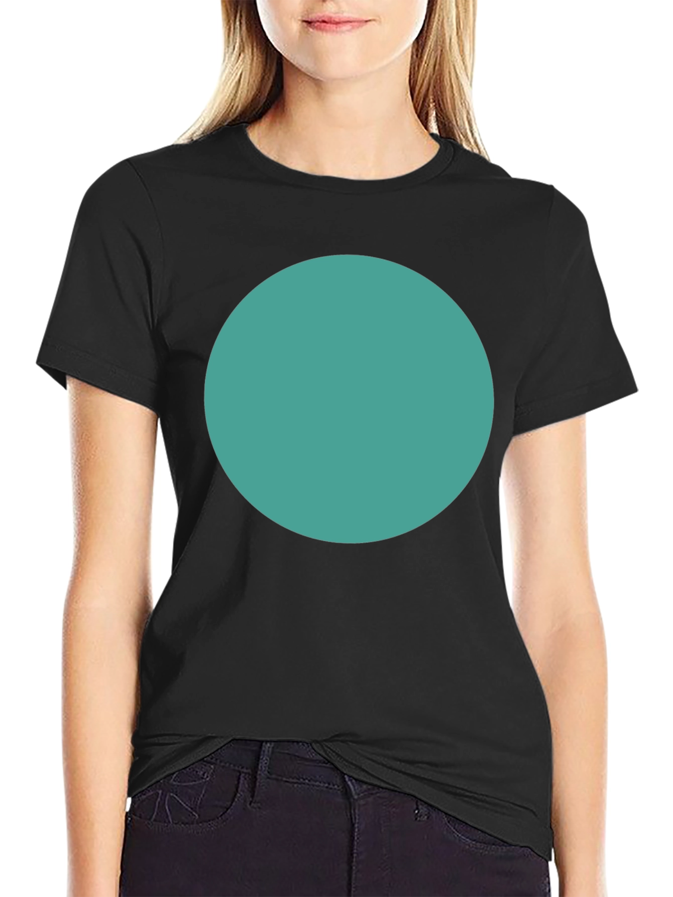 Minimalist Black T-Shirt with Teal Circle Design