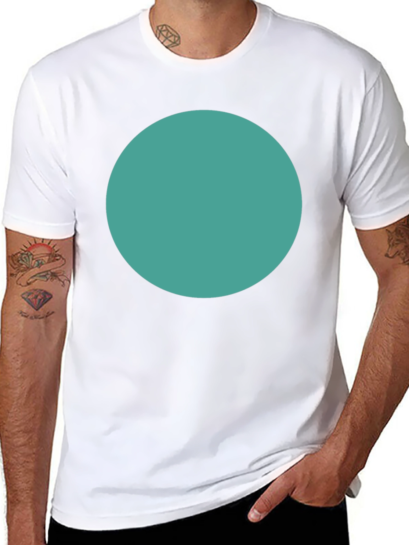 Minimalist Black T-Shirt with Teal Circle Design