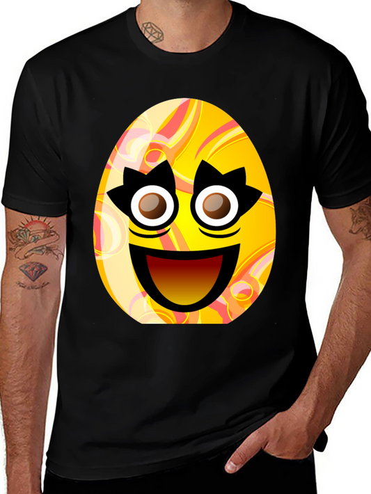Easter Egg Smile Graphic Tee - Novelty Spring Holiday Shirt