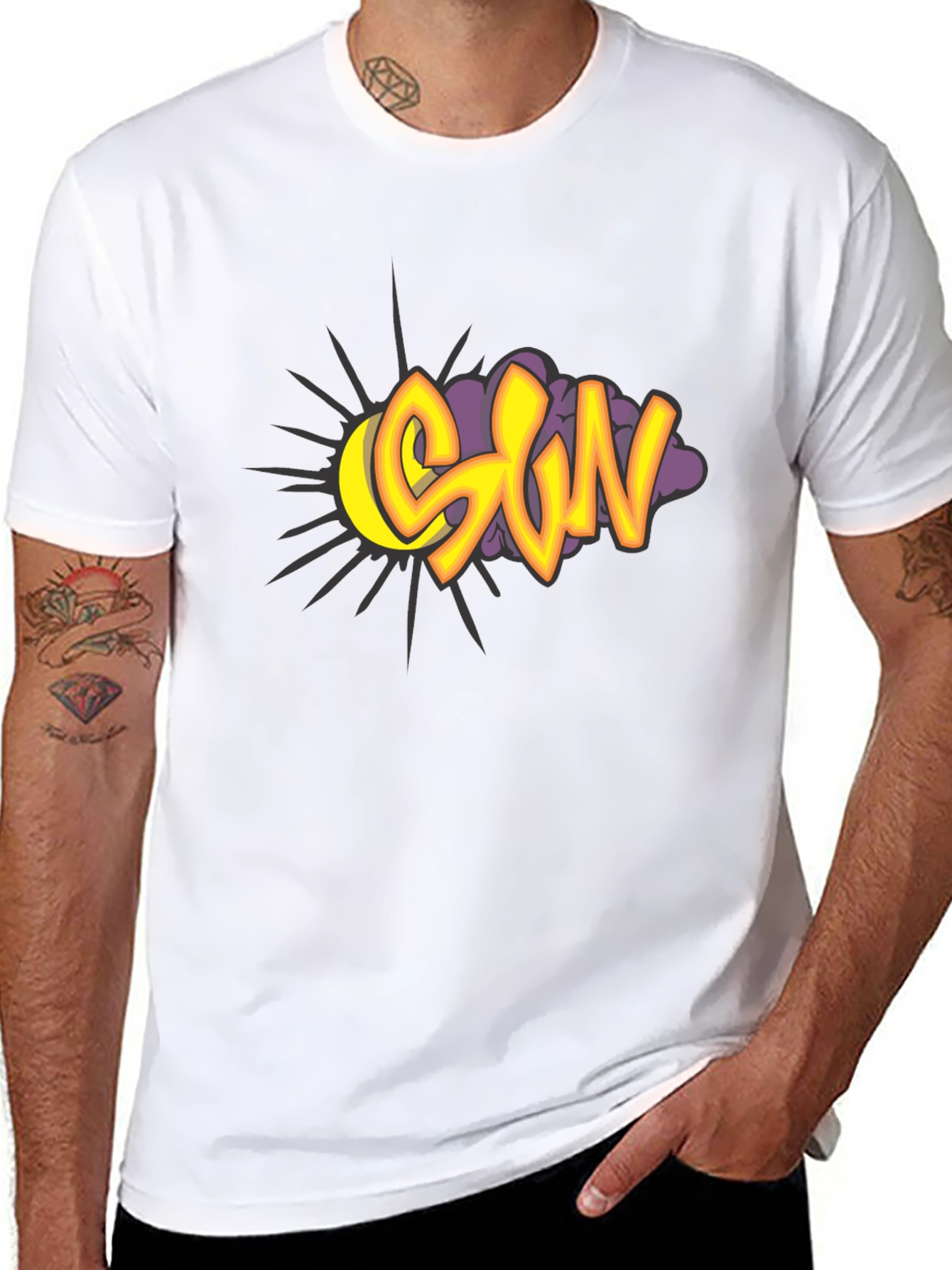 Black SUN Graphic Print Tee