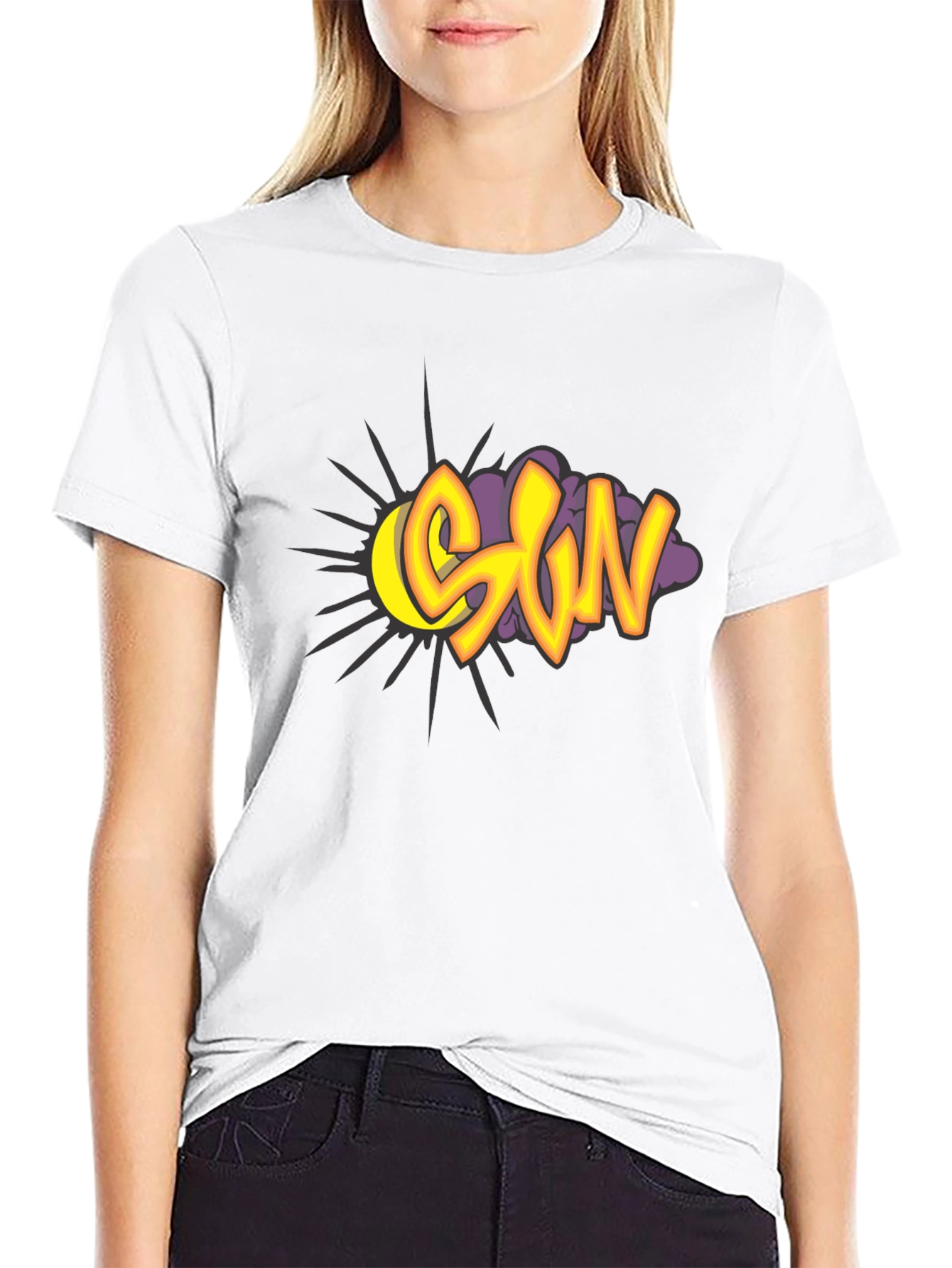 Black SUN Graphic Print Tee