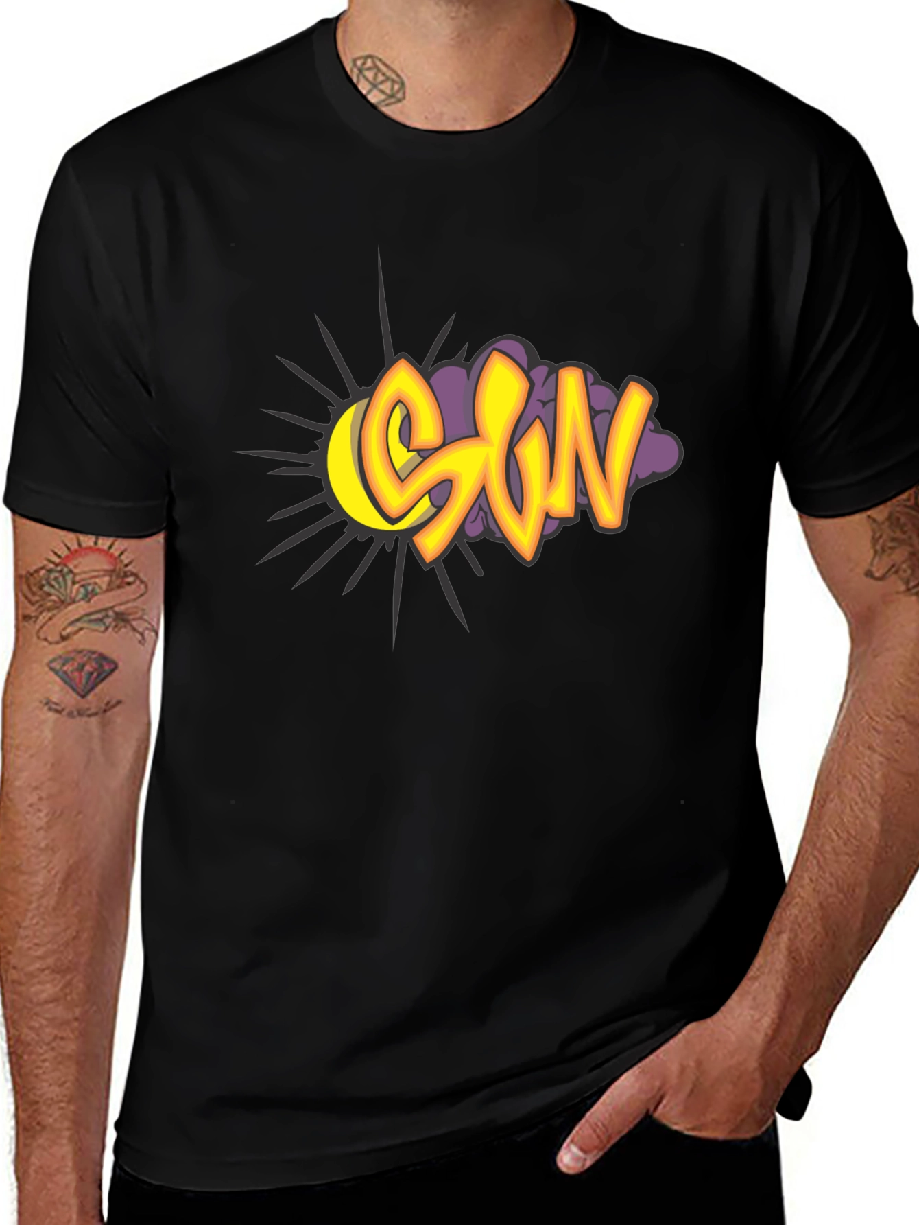 Black SUN Graphic Print Tee