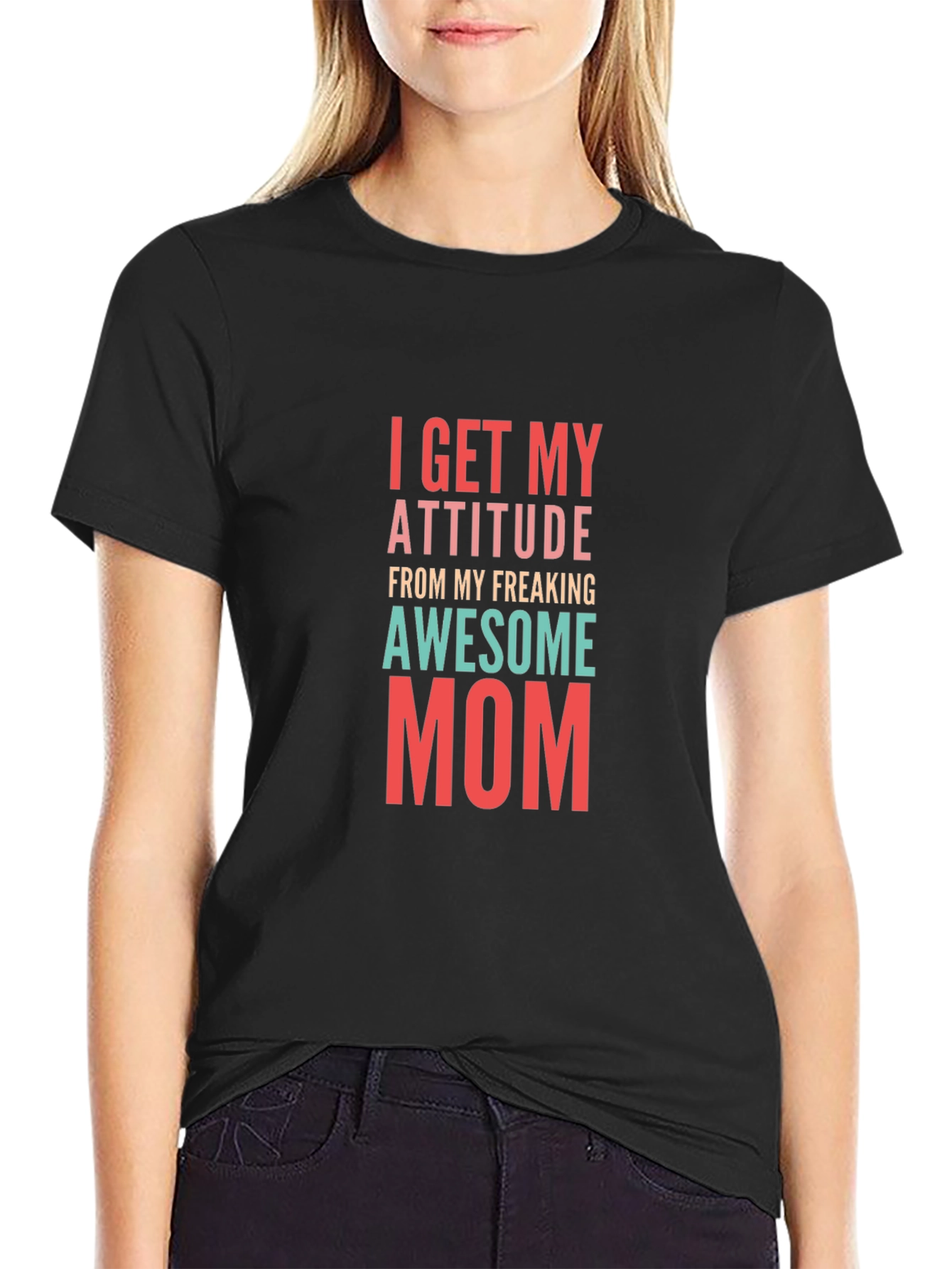 Awesome Mom Graphic Tee - Black Cotton