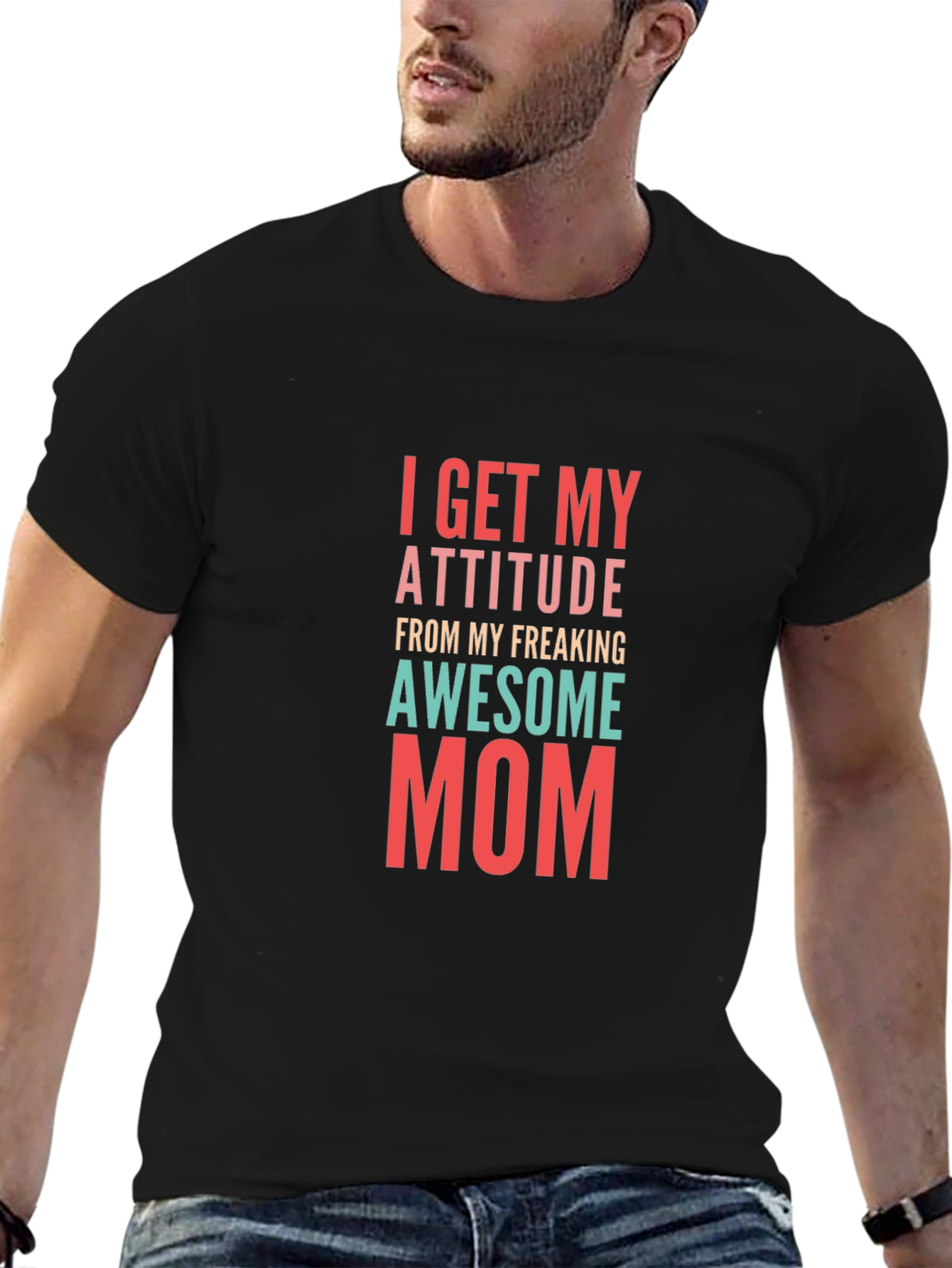 Awesome Mom Graphic Tee - Black Cotton