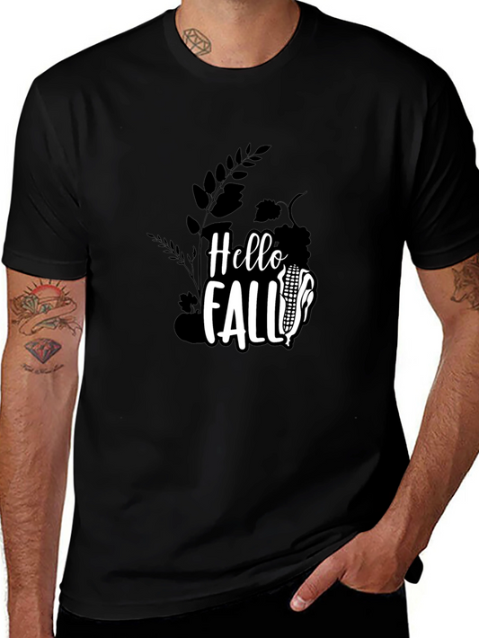 Hello Fall Graphic Tee - Black Cotton Shirt