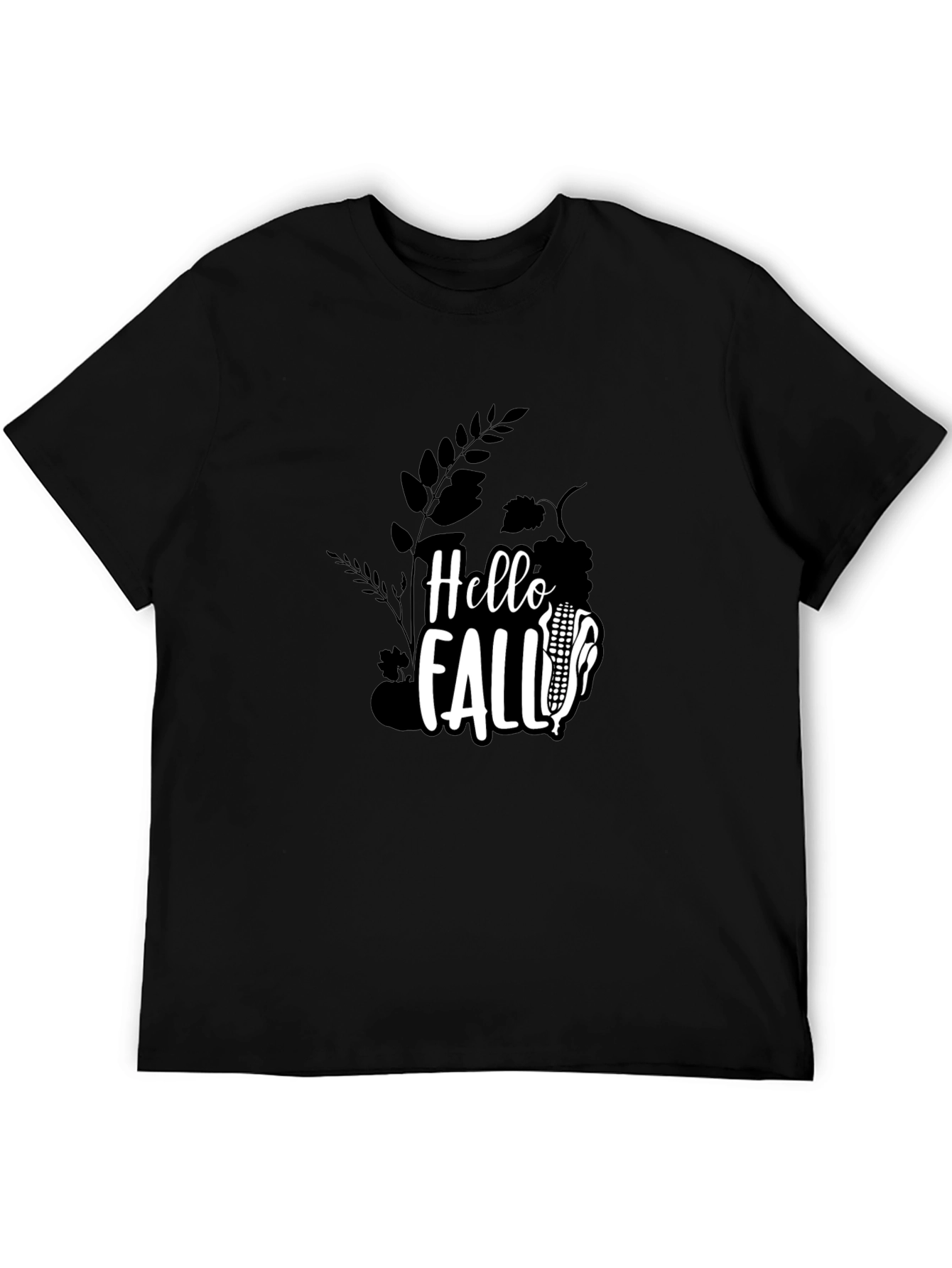 Hello Fall Graphic Tee - Black Cotton Shirt
