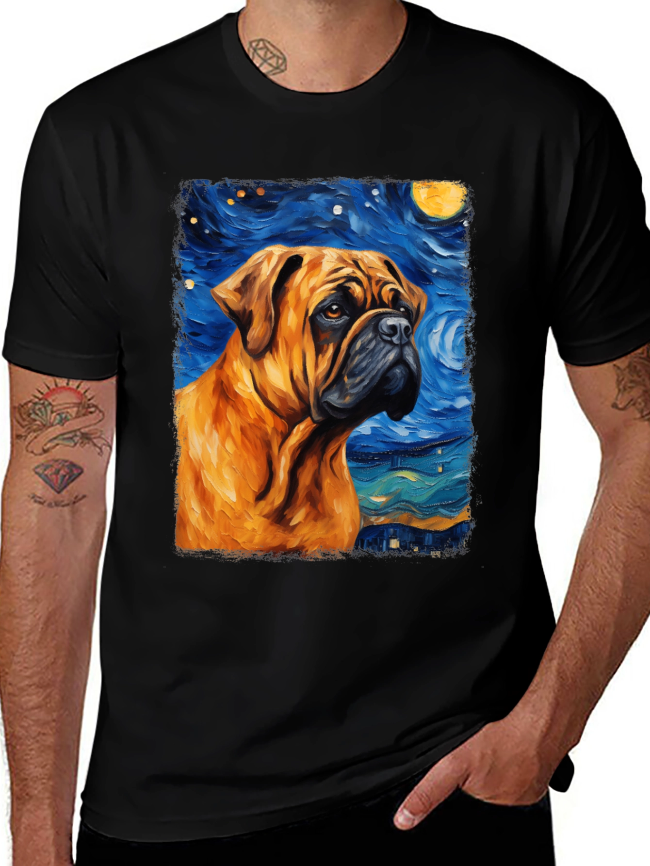 Starry Night Bulldog T-Shirt