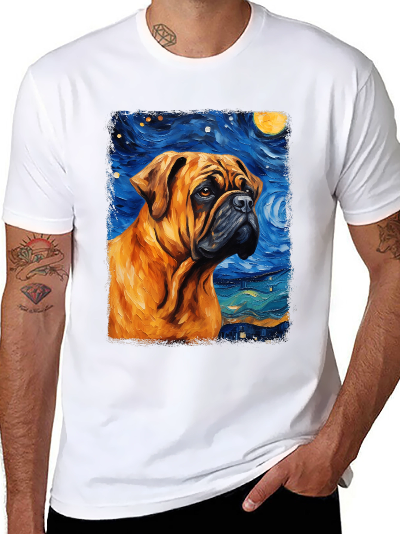 Starry Night Bulldog T-Shirt