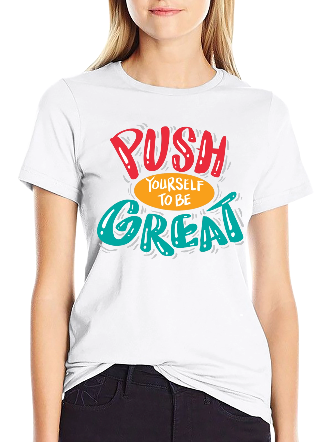 Motivational Push Yourself Black T-Shirt