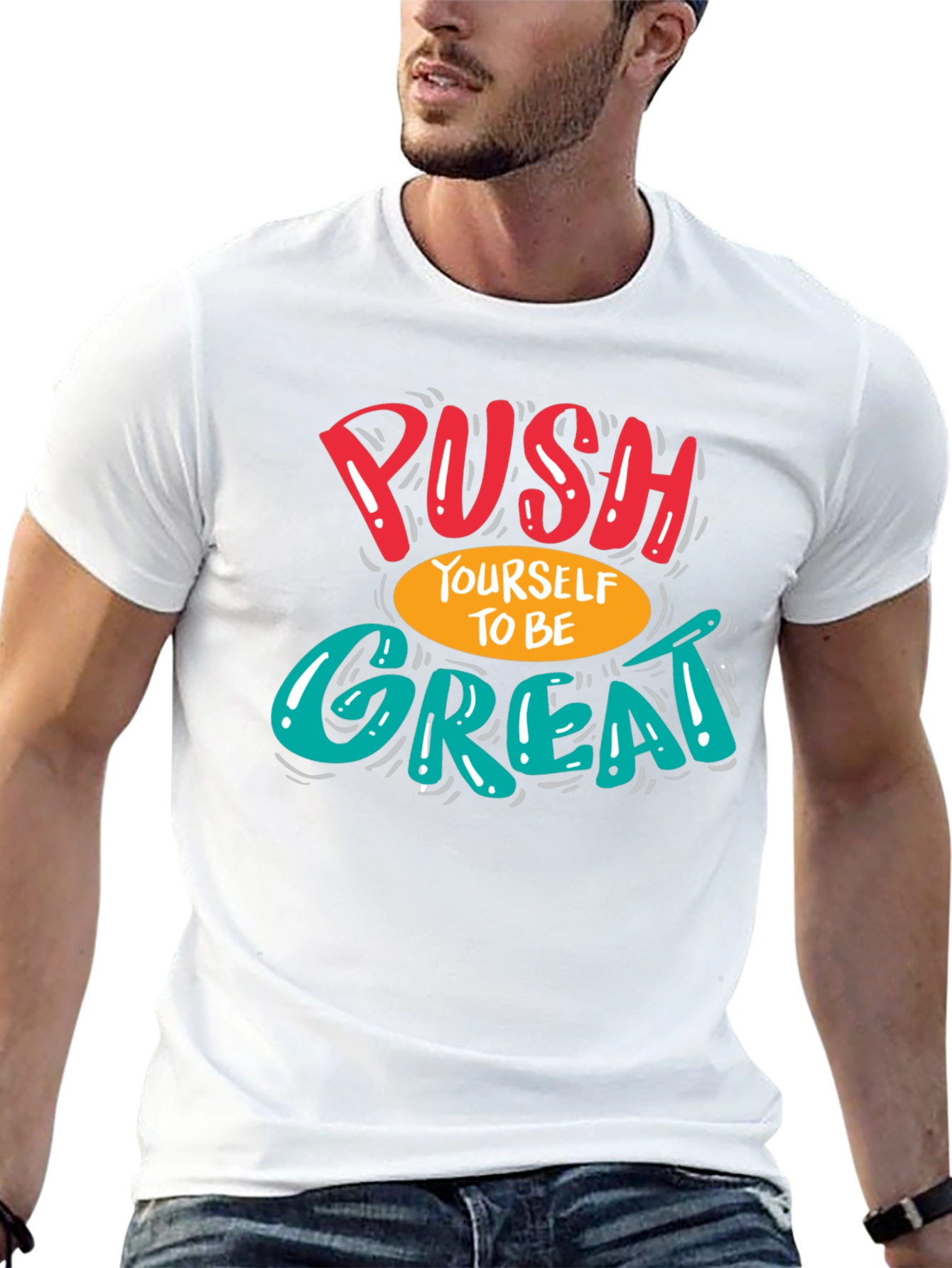 Motivational Push Yourself Black T-Shirt