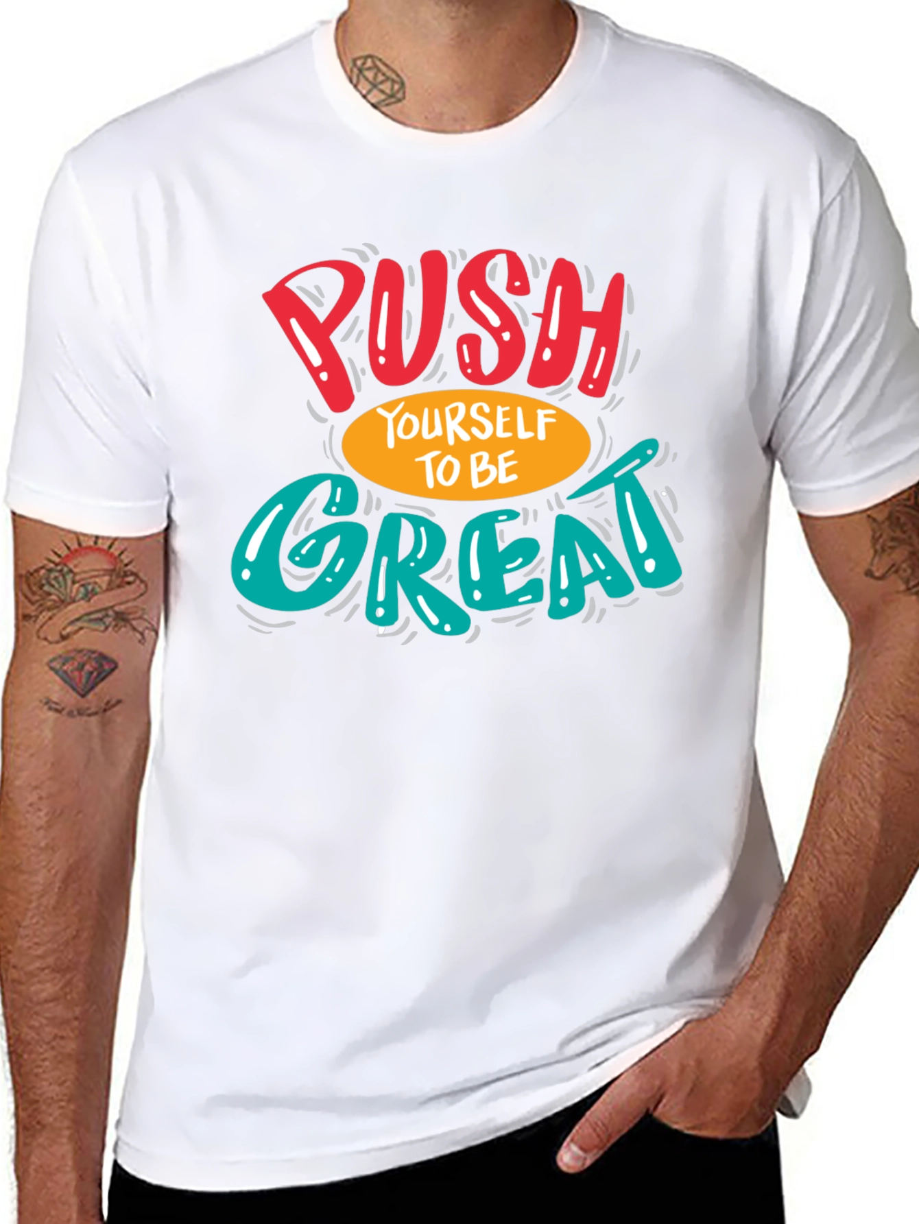 Motivational Push Yourself Black T-Shirt