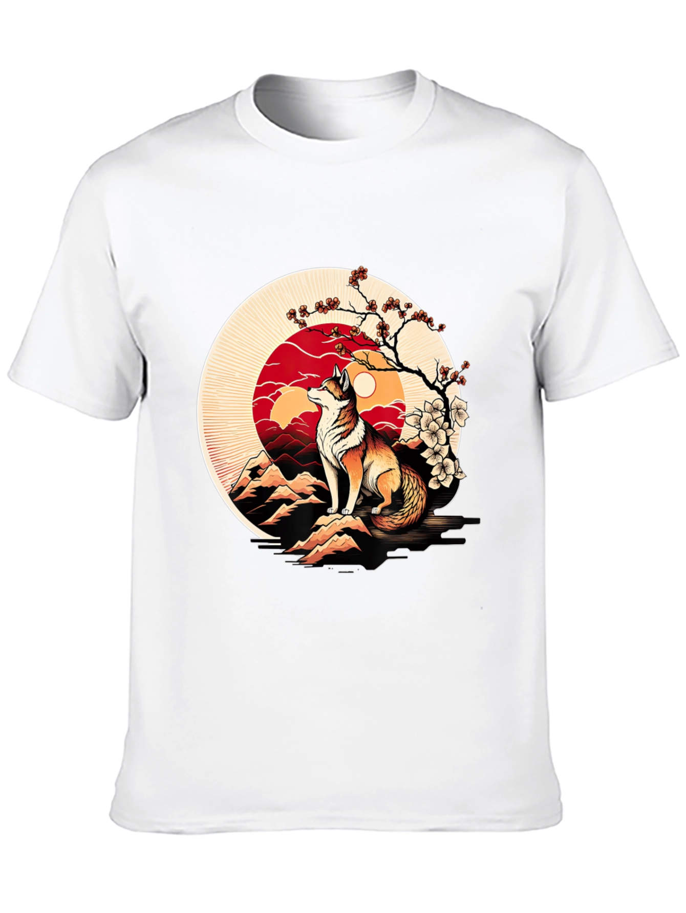 Fox Sunset Graphic Tee - Stylish Mens Black T-Shirt