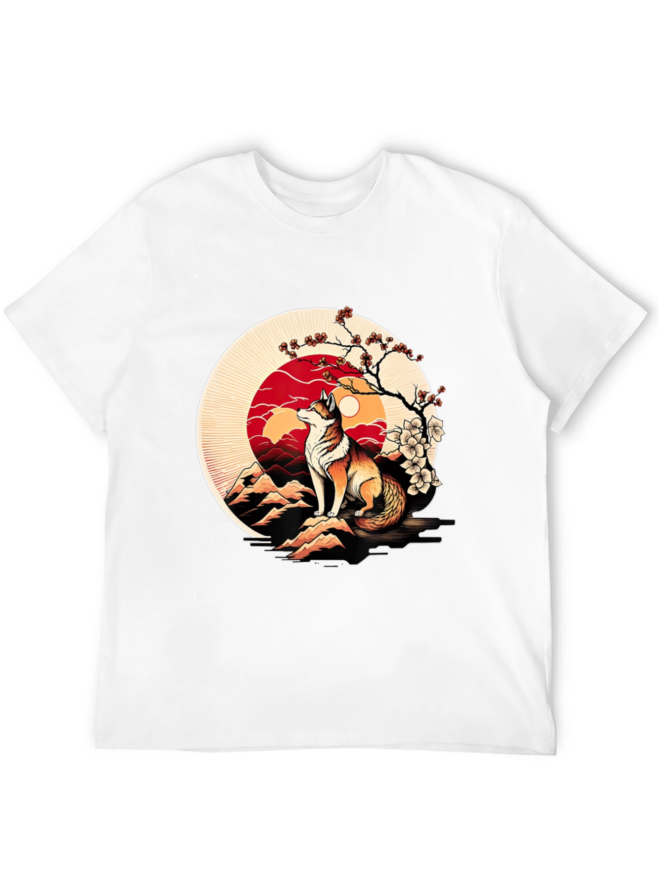 Fox Sunset Graphic Tee - Stylish Mens Black T-Shirt