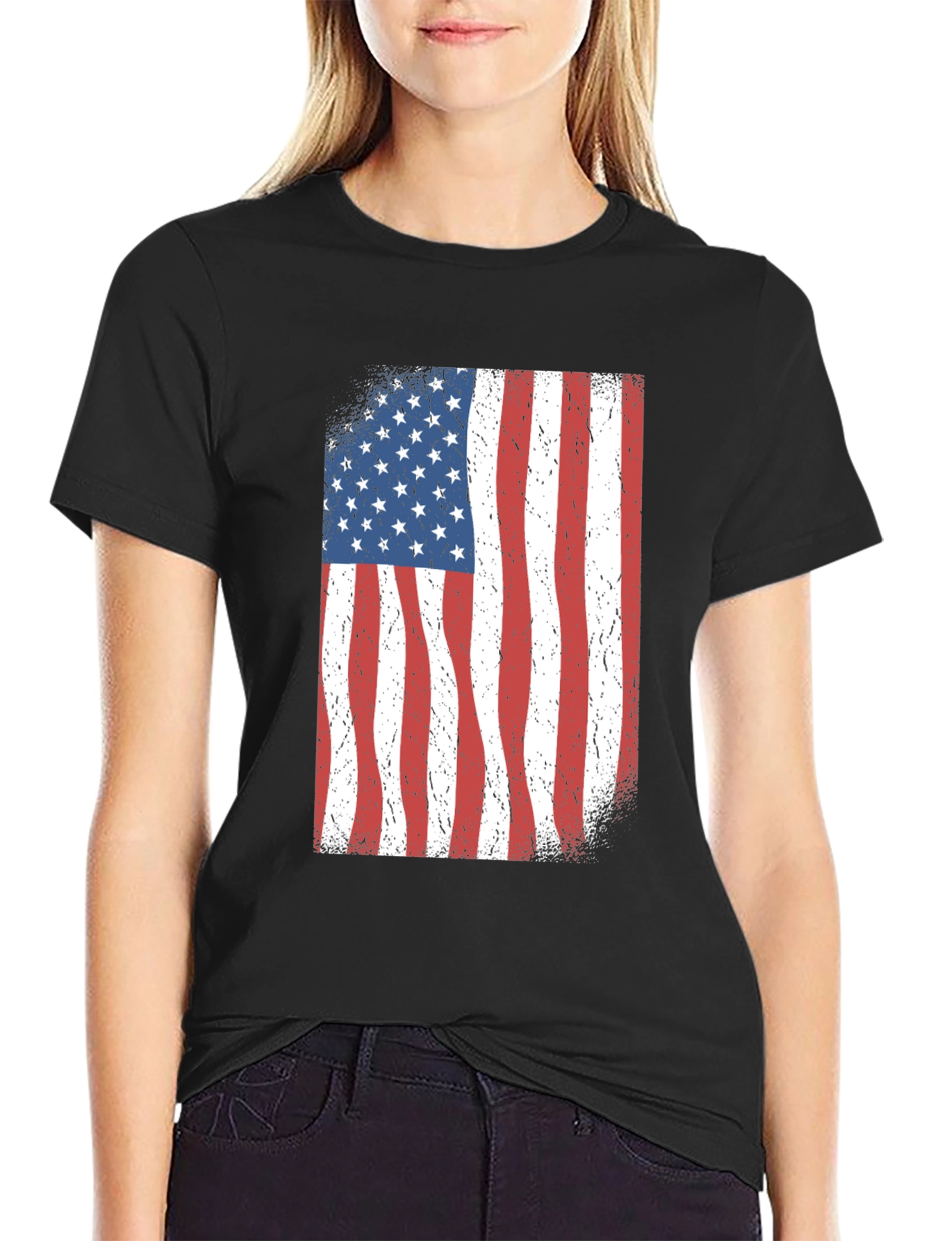 American Flag Graphic Black T-Shirt