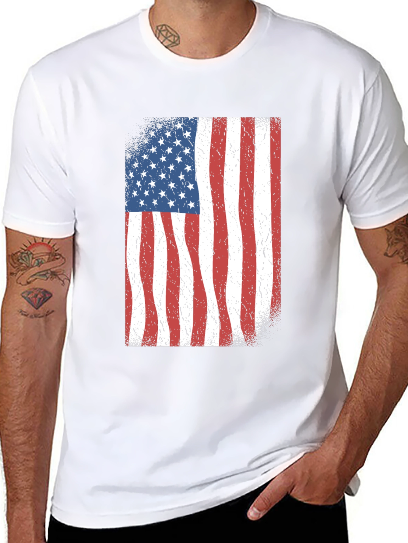American Flag Graphic Black T-Shirt