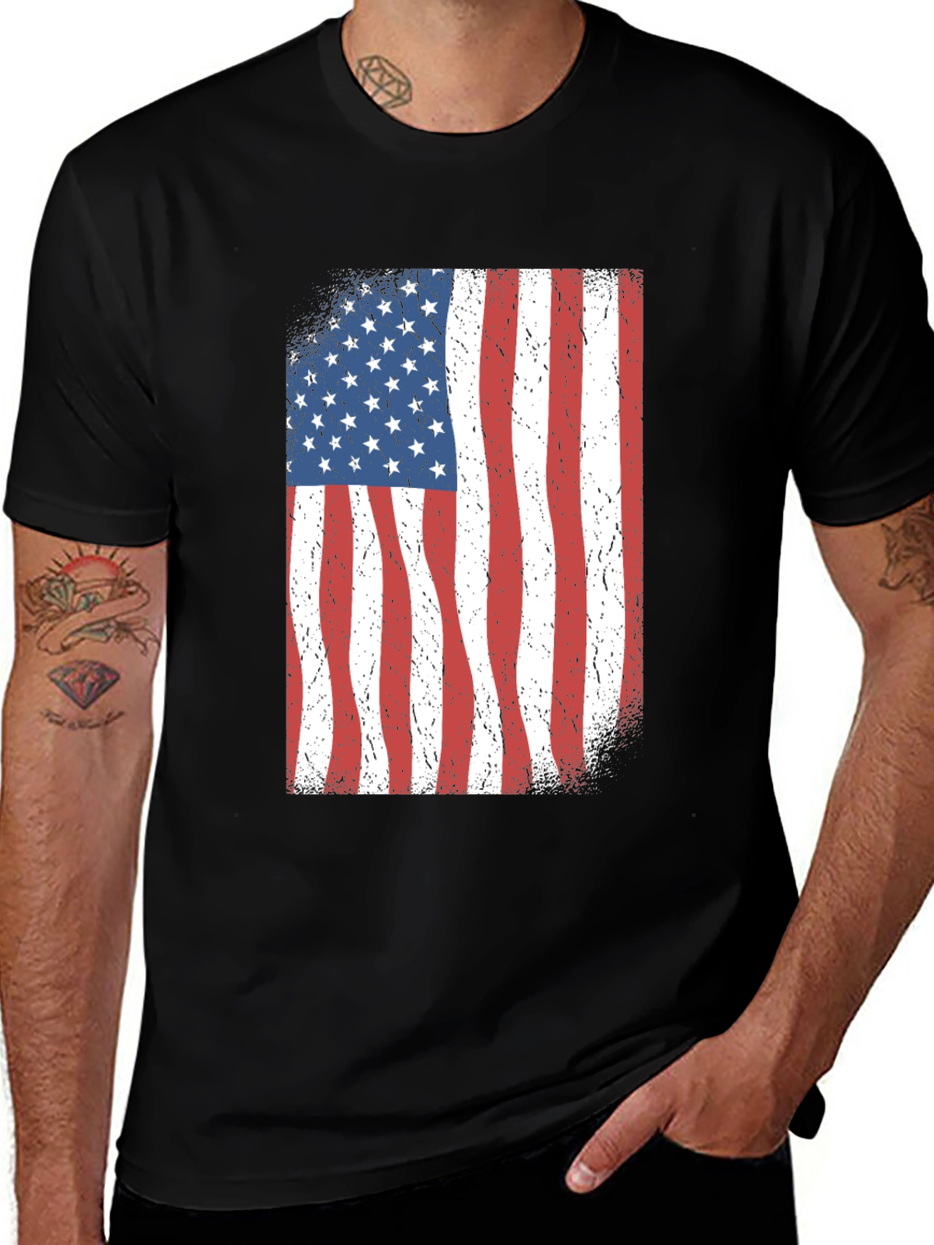 American Flag Graphic Black T-Shirt