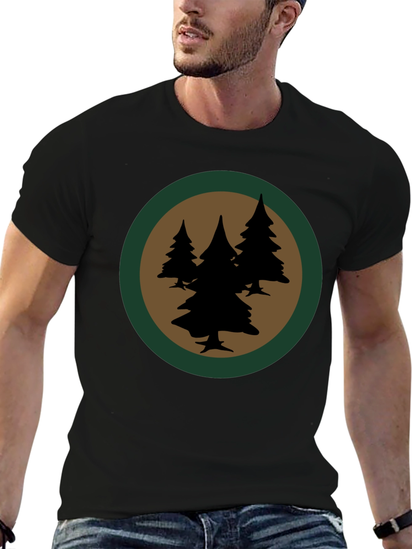 Forest Silhouette Graphic Tee - Black