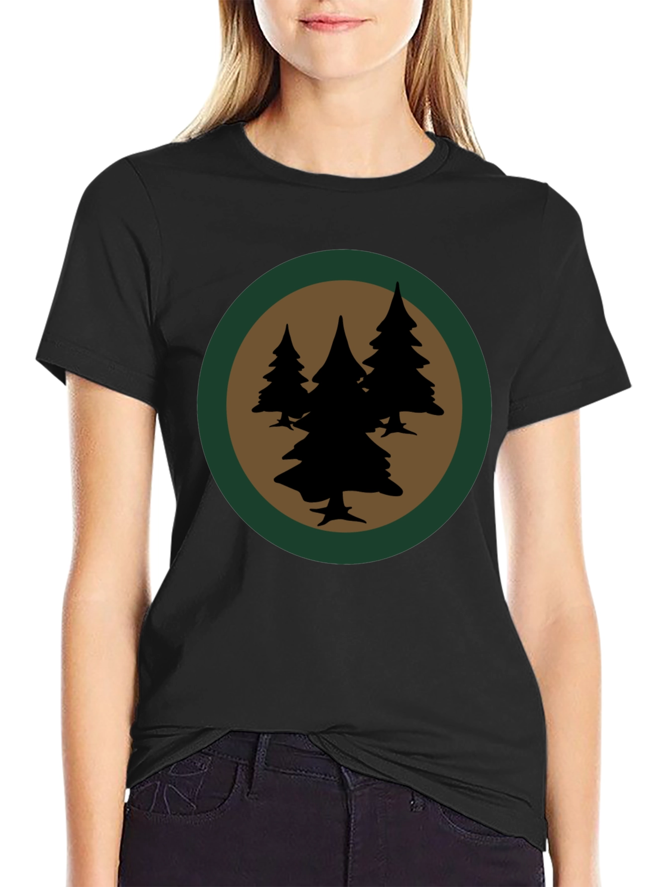 Forest Silhouette Graphic Tee - Black