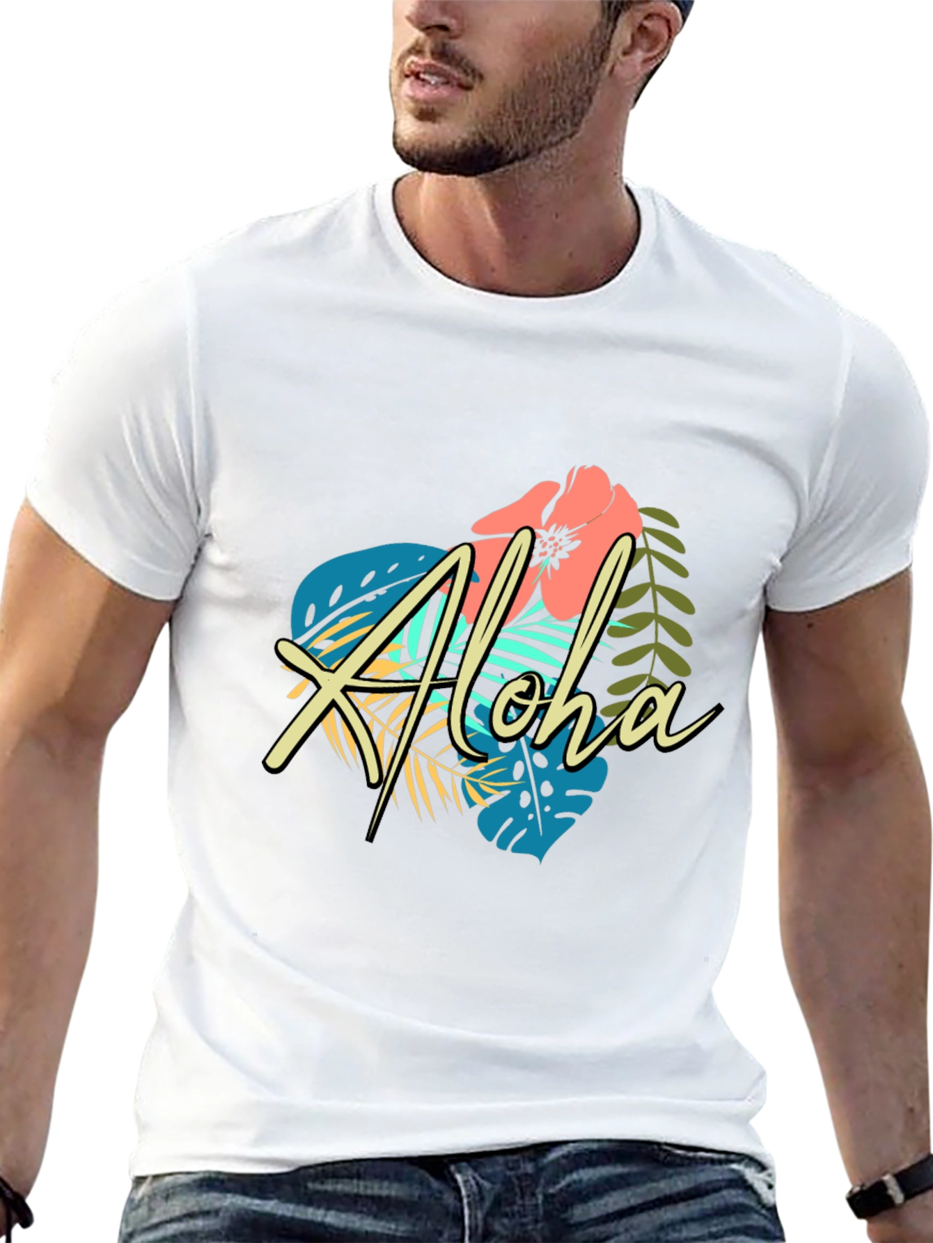 Tropical Aloha Graphic Black T-Shirt