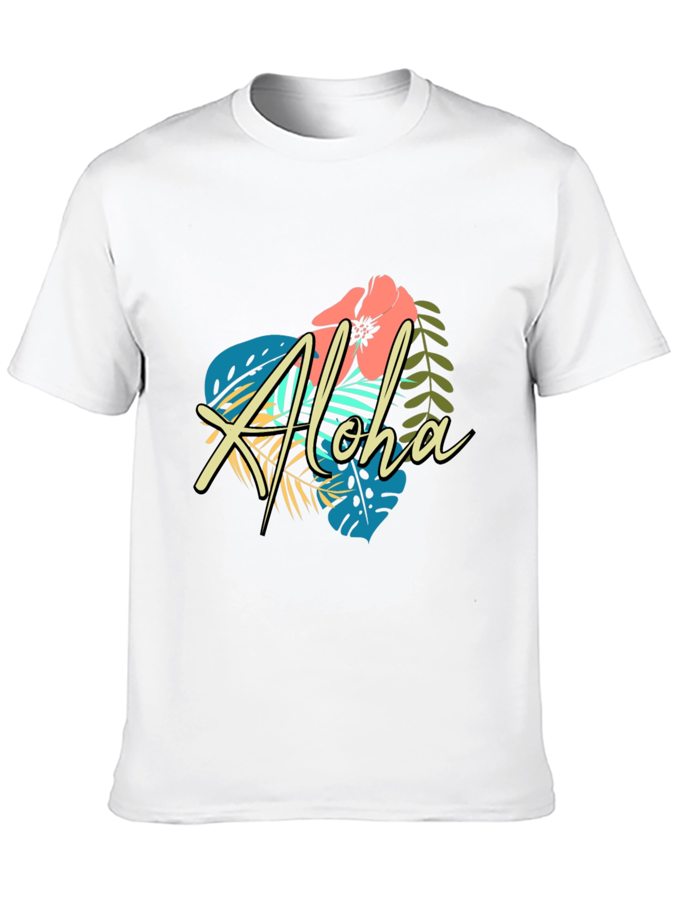 Tropical Aloha Graphic Black T-Shirt
