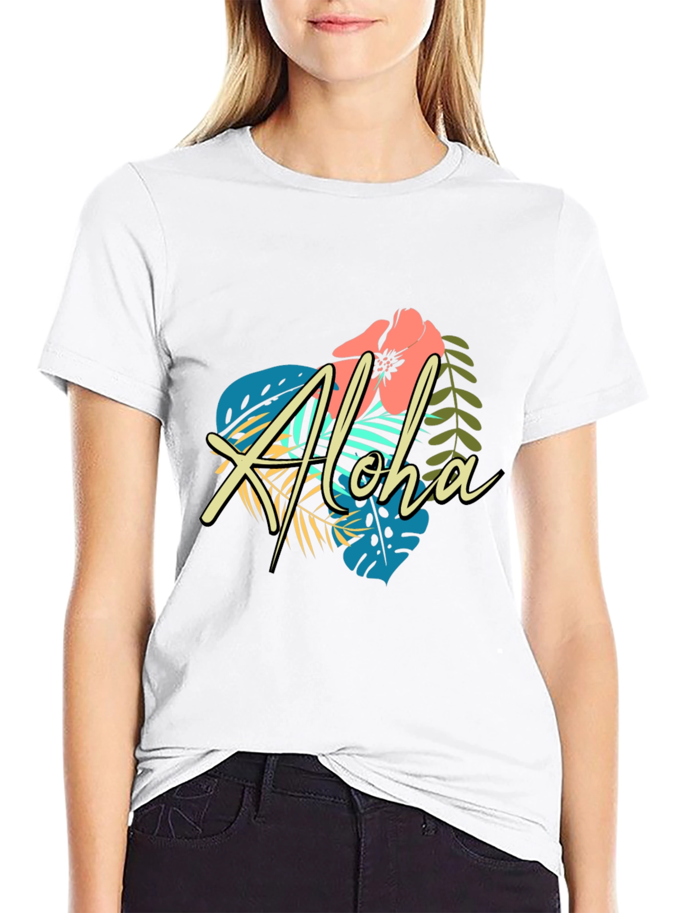 Tropical Aloha Graphic Black T-Shirt
