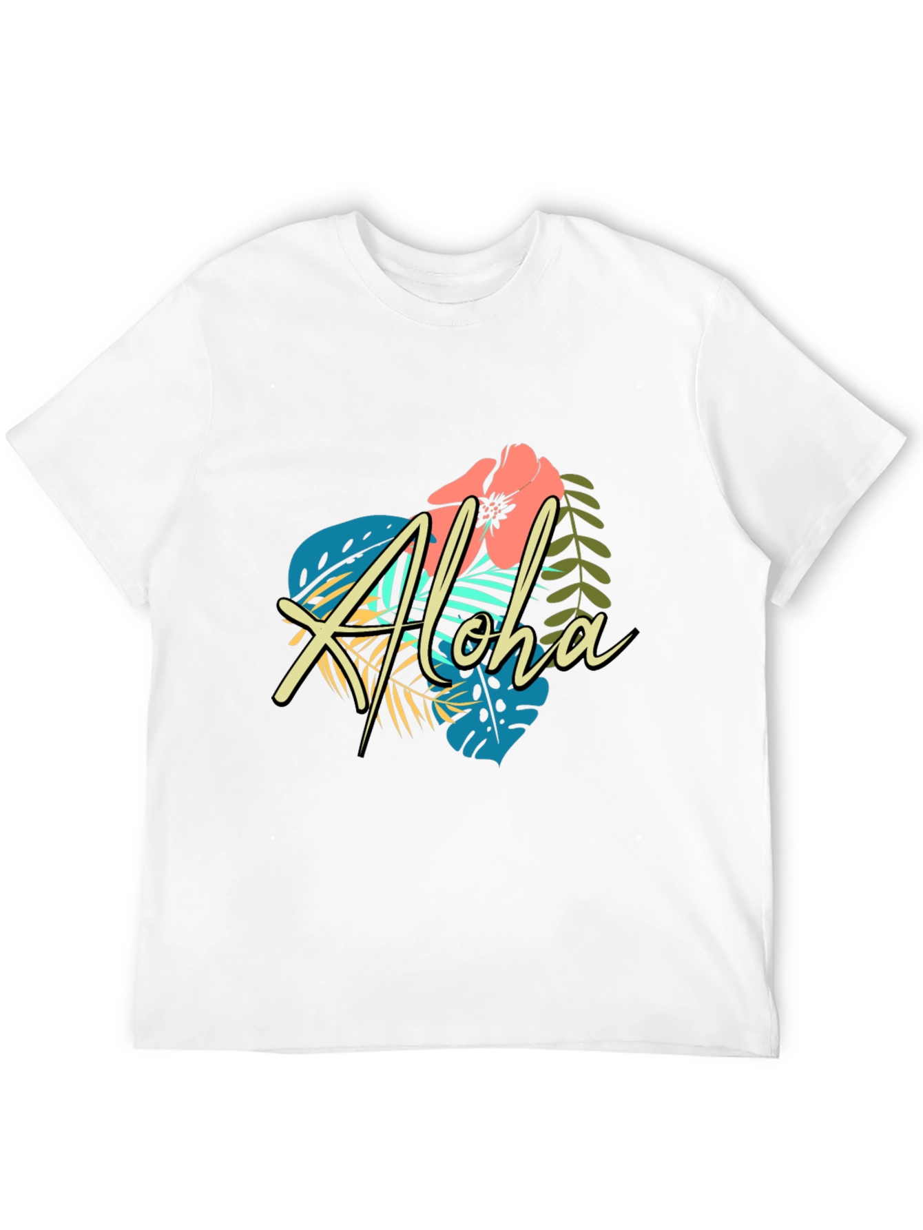 Tropical Aloha Graphic Black T-Shirt