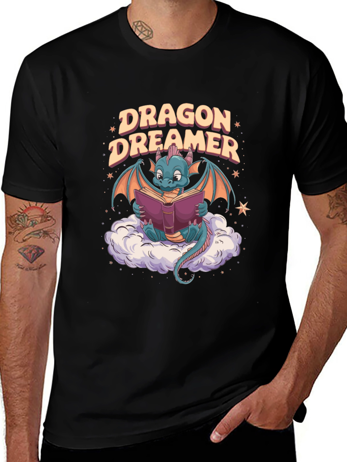 Dragon Dreamer Graphic Tee - Fantasy Bookworm T-Shirt