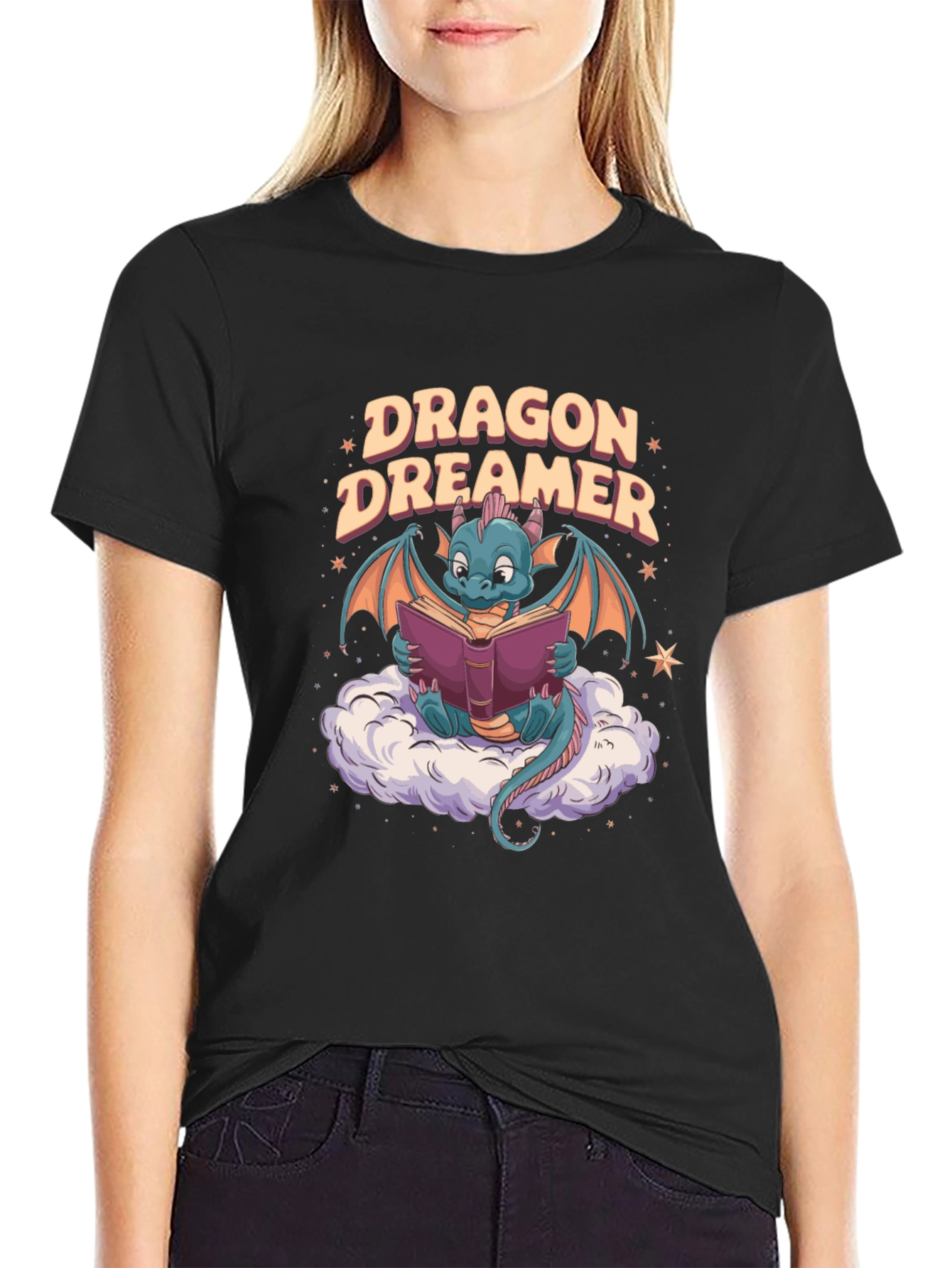 Dragon Dreamer Graphic Tee - Fantasy Bookworm T-Shirt
