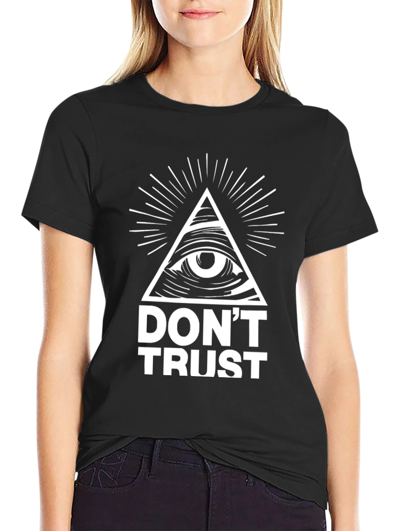 Dont Trust Illuminati All Seeing Eye Graphic T-Shirt