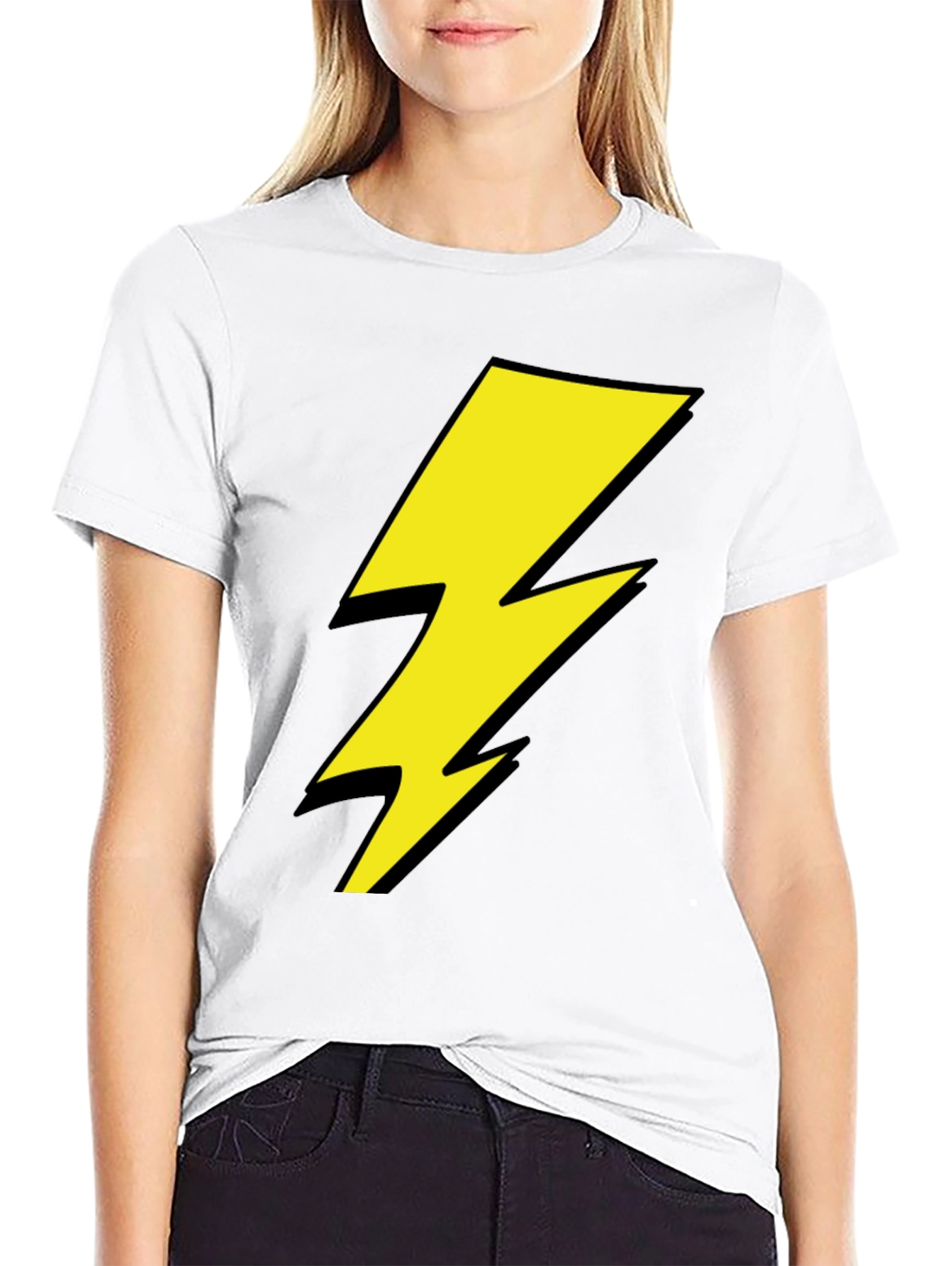 Lightning Bolt Graphic Tee - Black Cotton Shirt