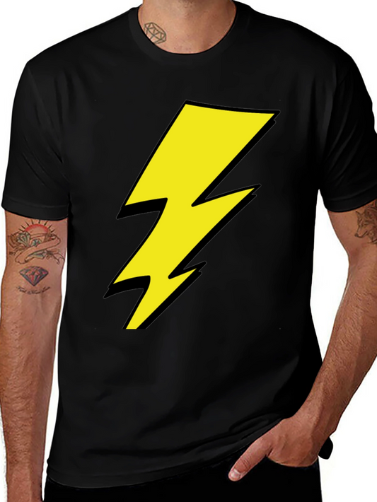 Lightning Bolt Graphic Tee - Black Cotton Shirt