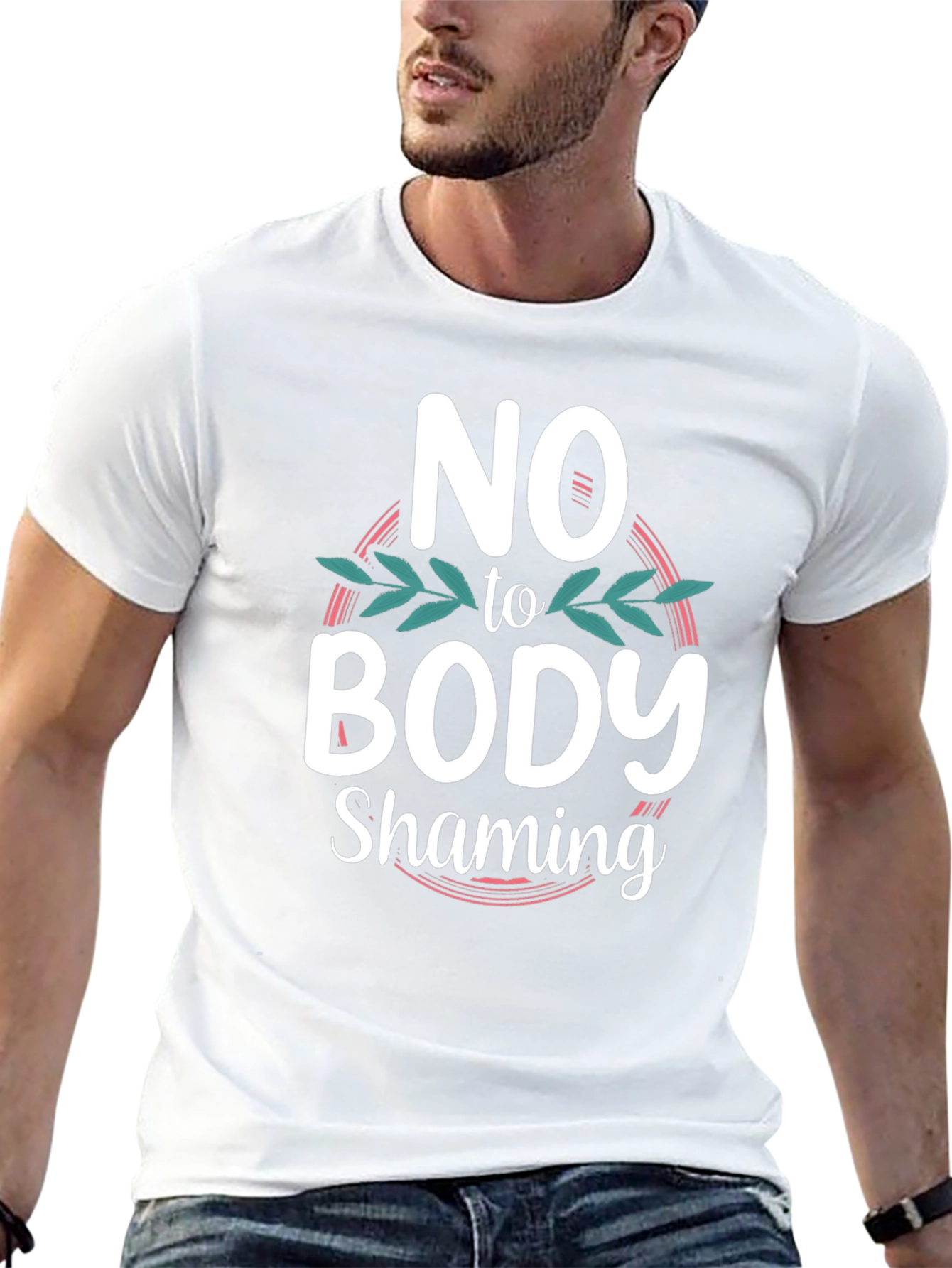 No to Body Shaming Black Graphic T-Shirt
