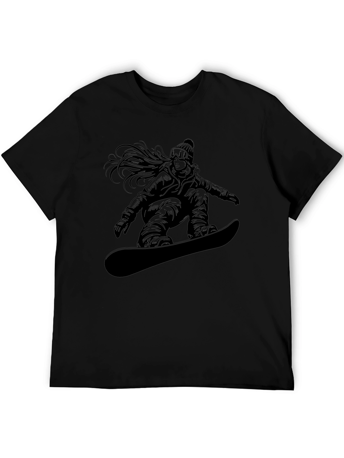 Black T-Shirt with Snowboarder Graphic