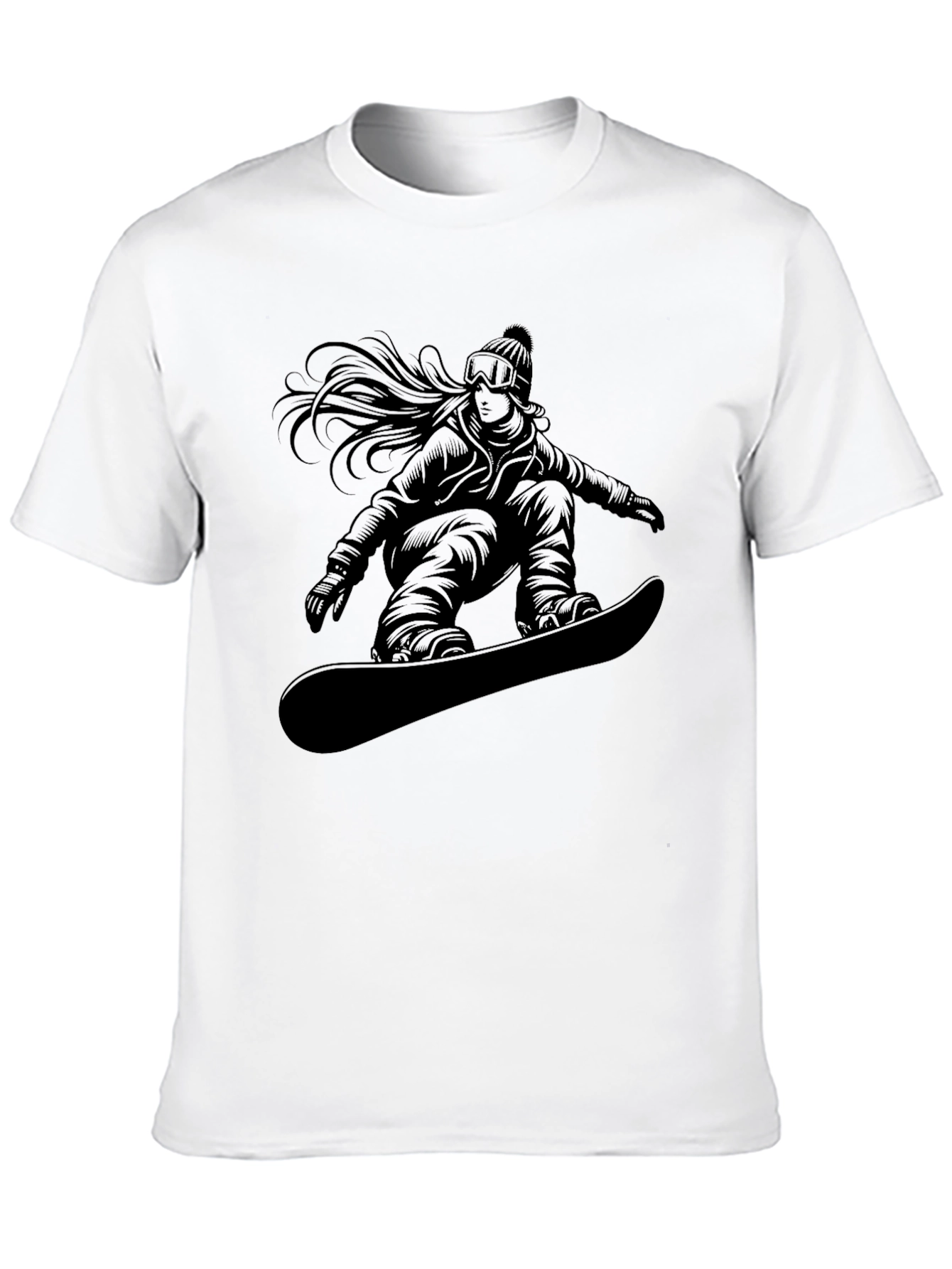 Black T-Shirt with Snowboarder Graphic