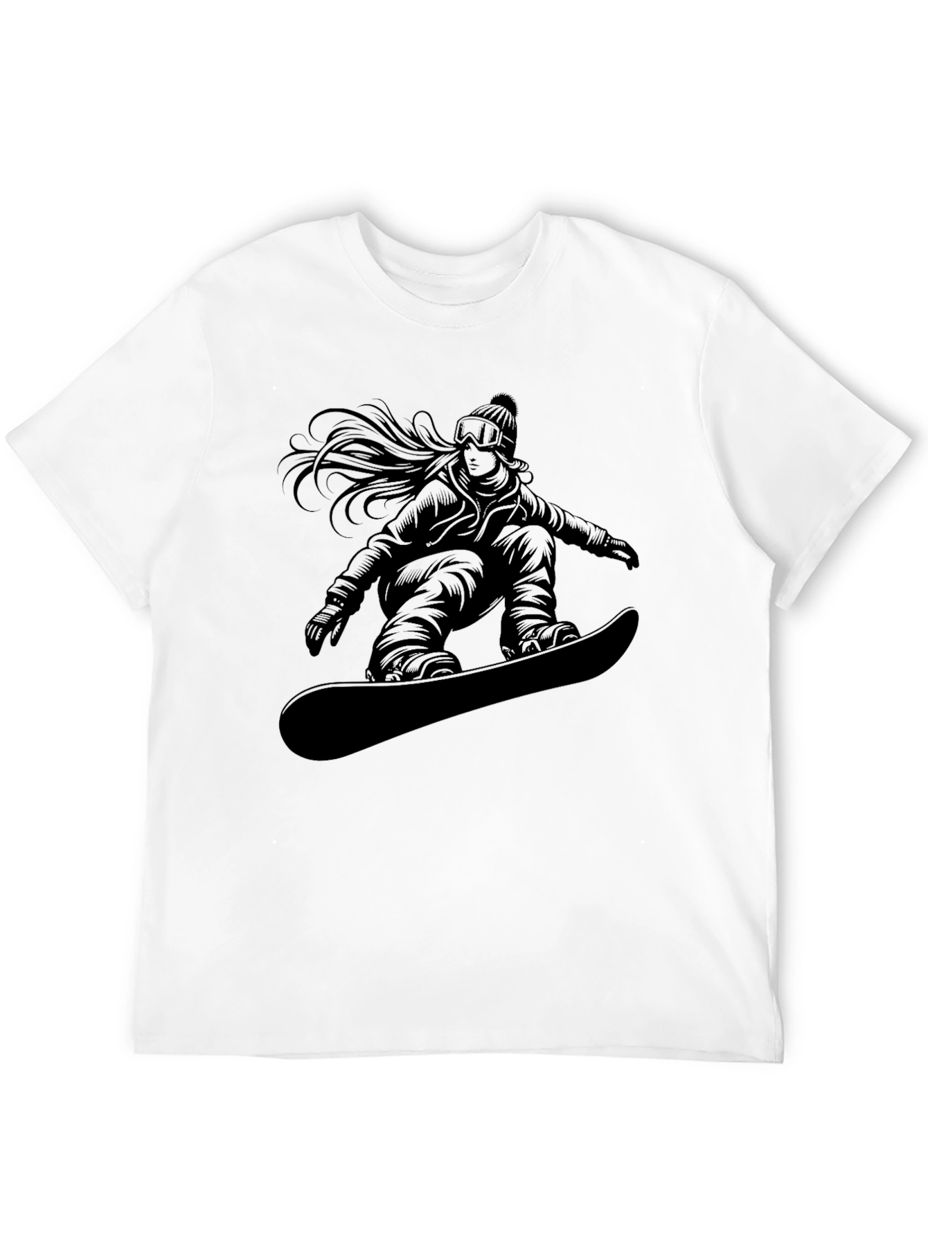Black T-Shirt with Snowboarder Graphic