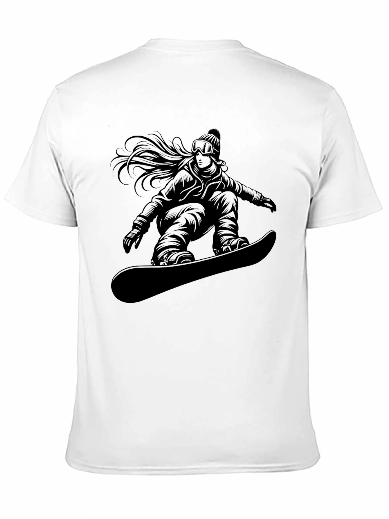 Black T-Shirt with Snowboarder Graphic