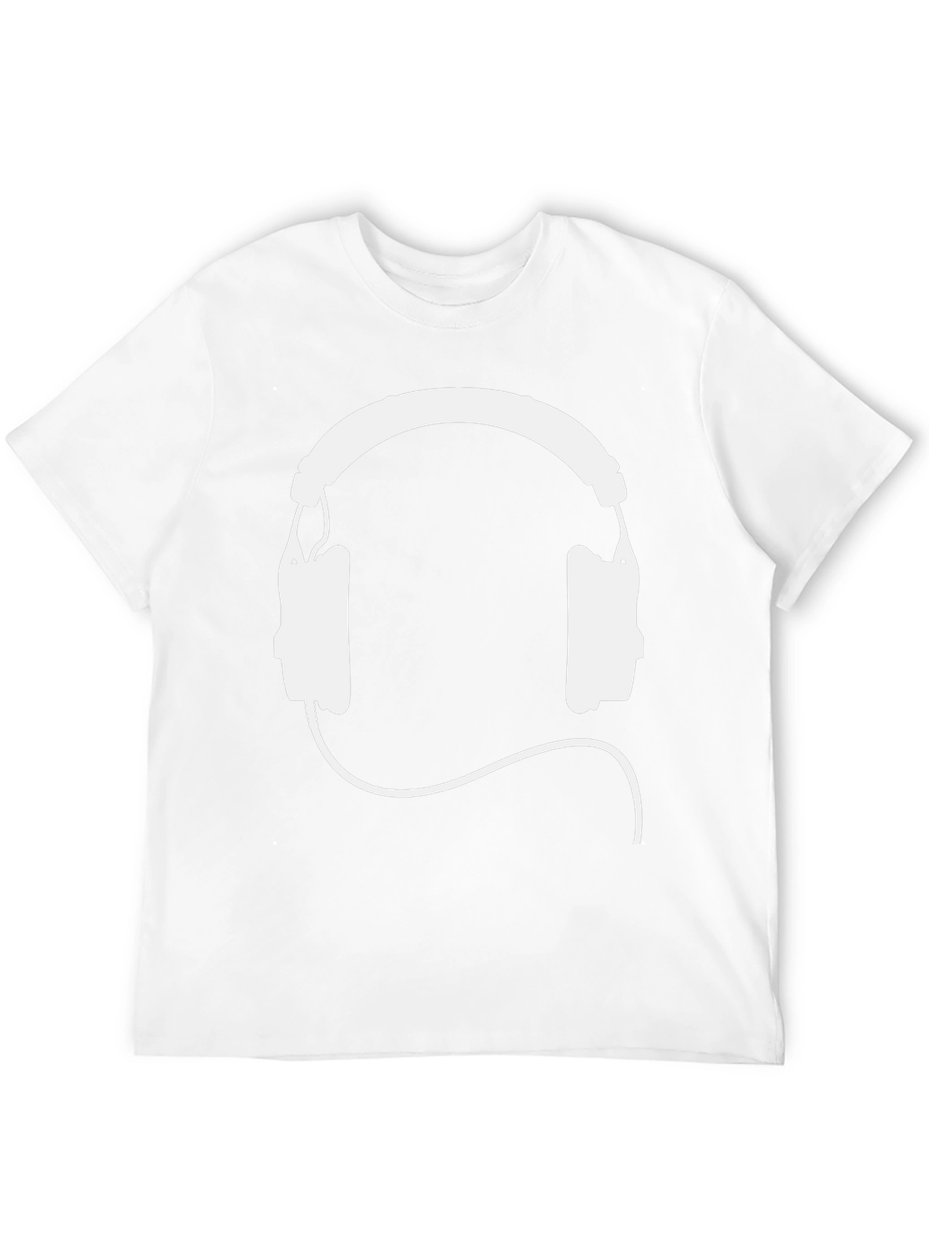 Black T-Shirt with White Headphone Graphic
