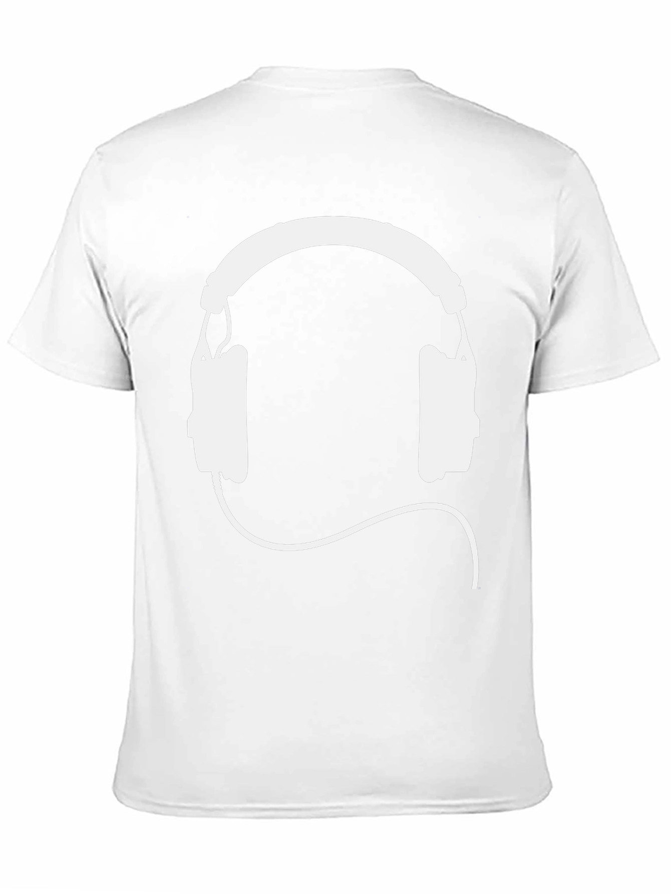 Black T-Shirt with White Headphone Graphic