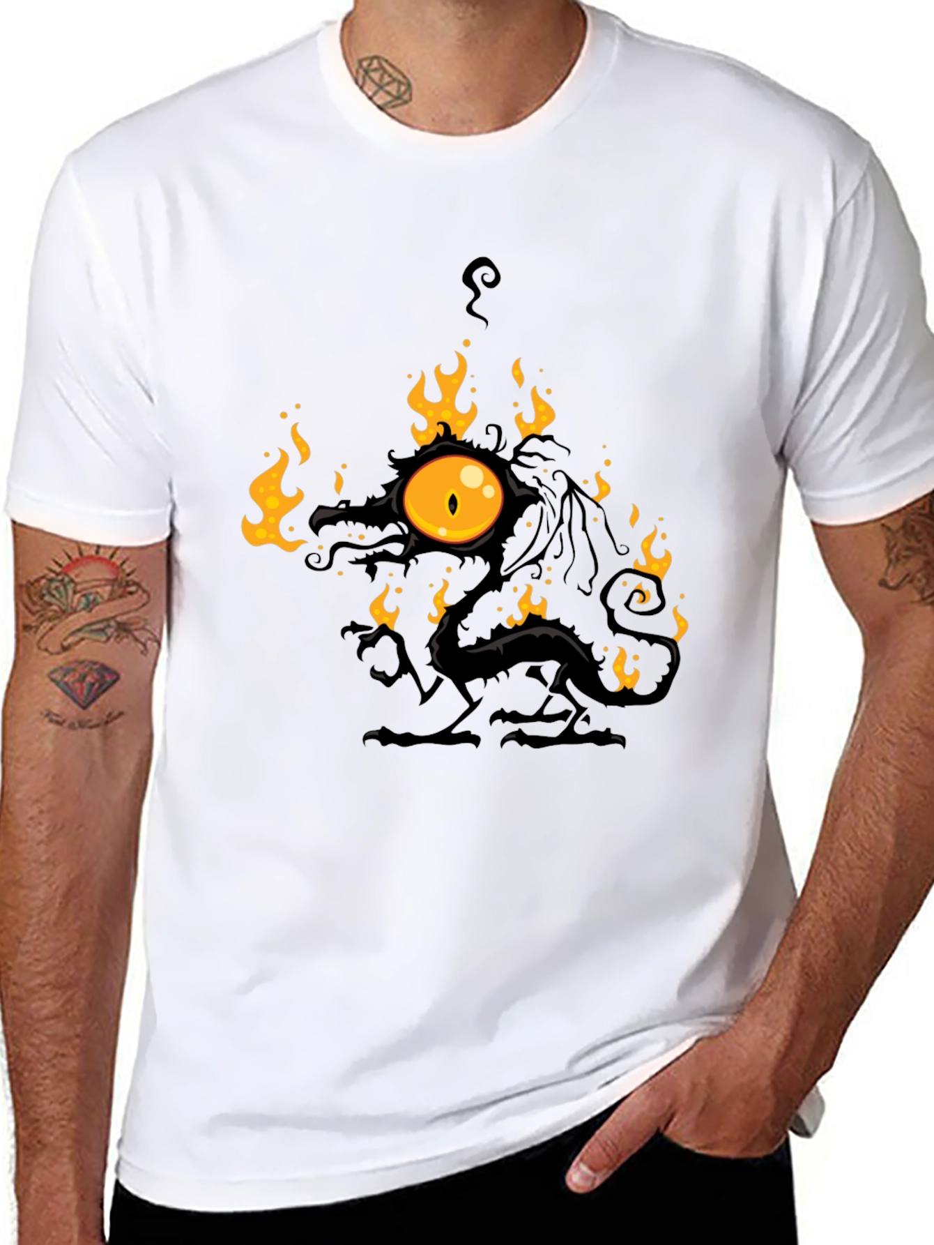 Fiery Eye Dragon Black T-Shirt