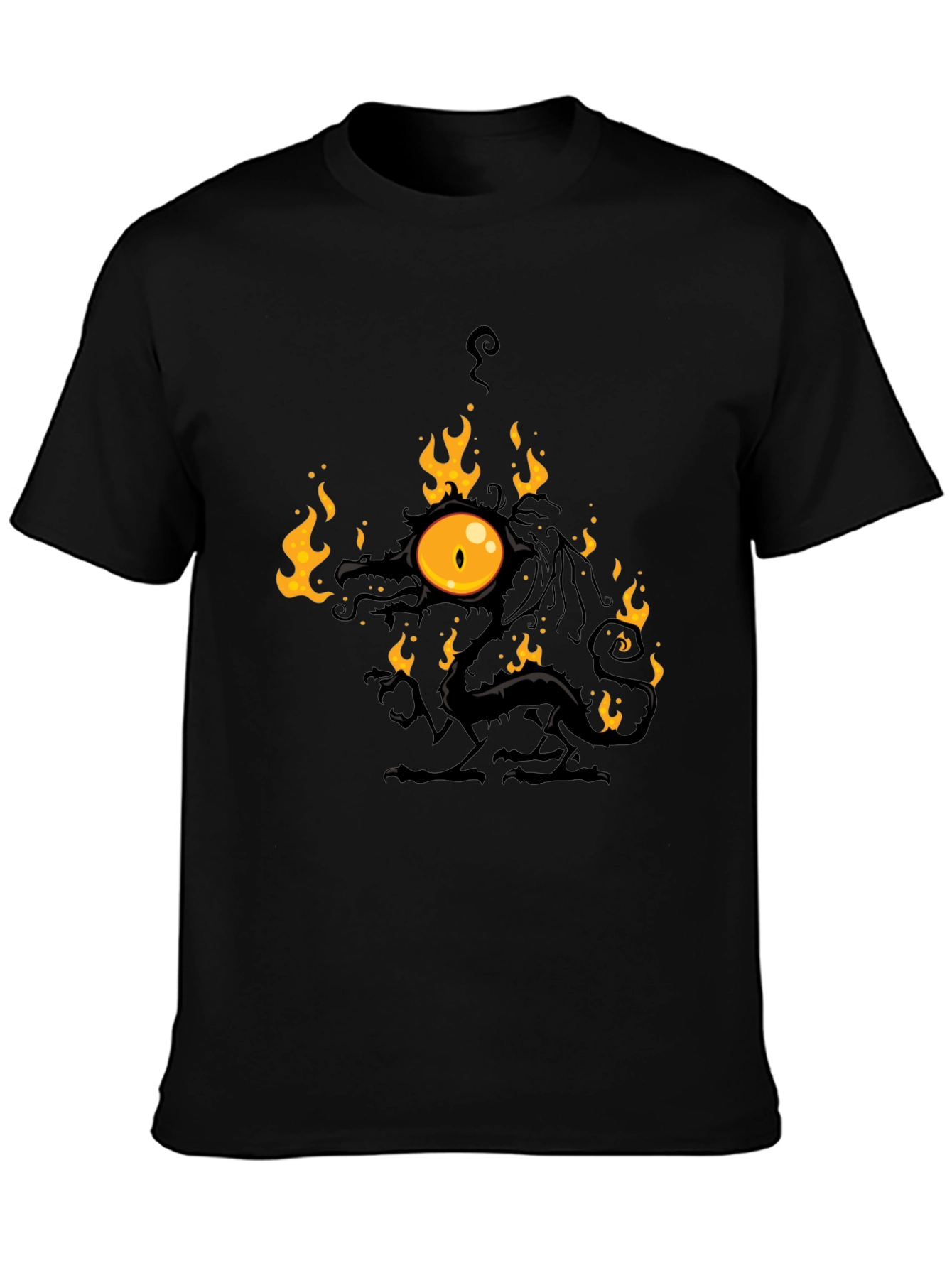 Fiery Eye Dragon Black T-Shirt