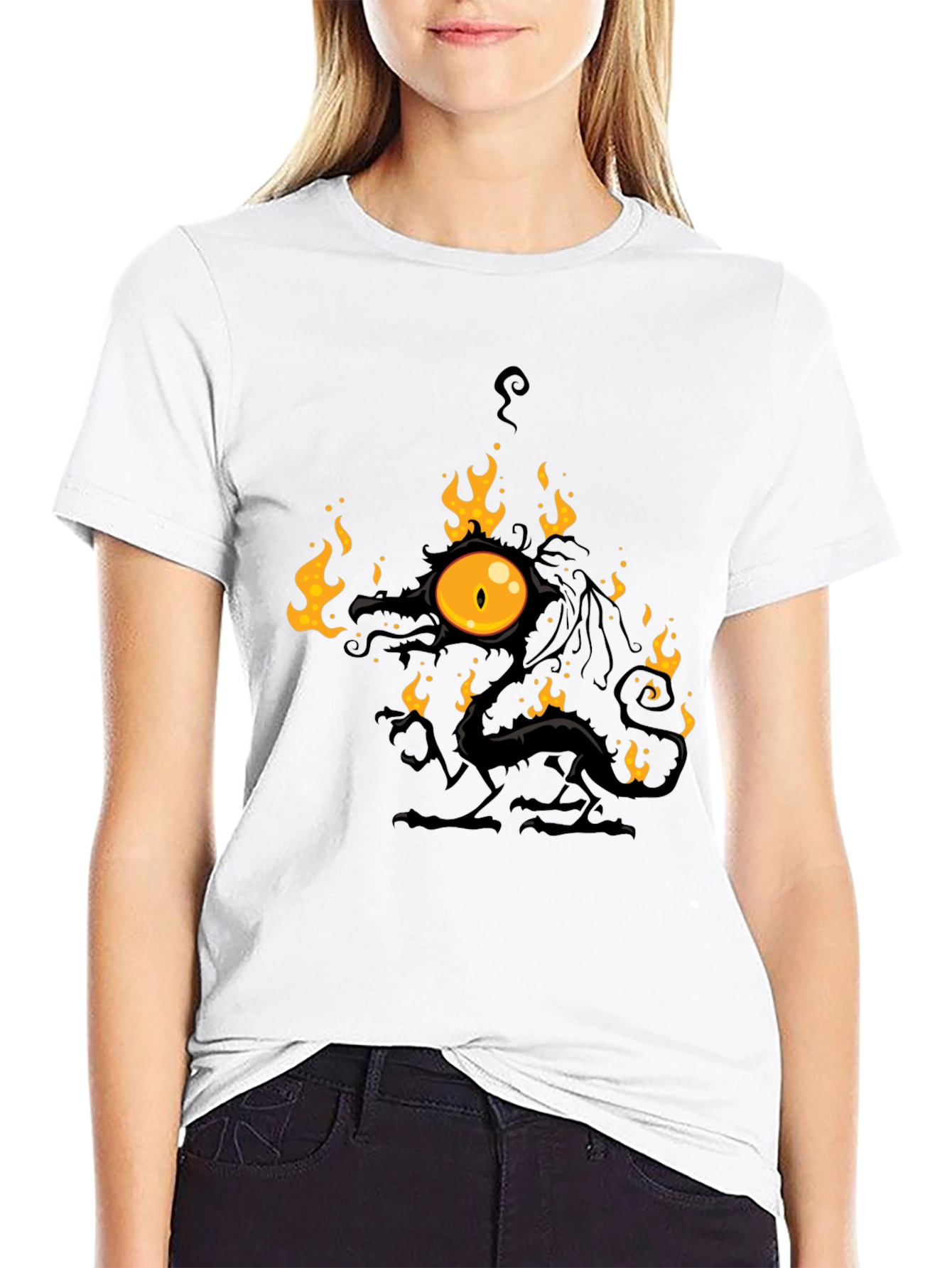 Fiery Eye Dragon Black T-Shirt