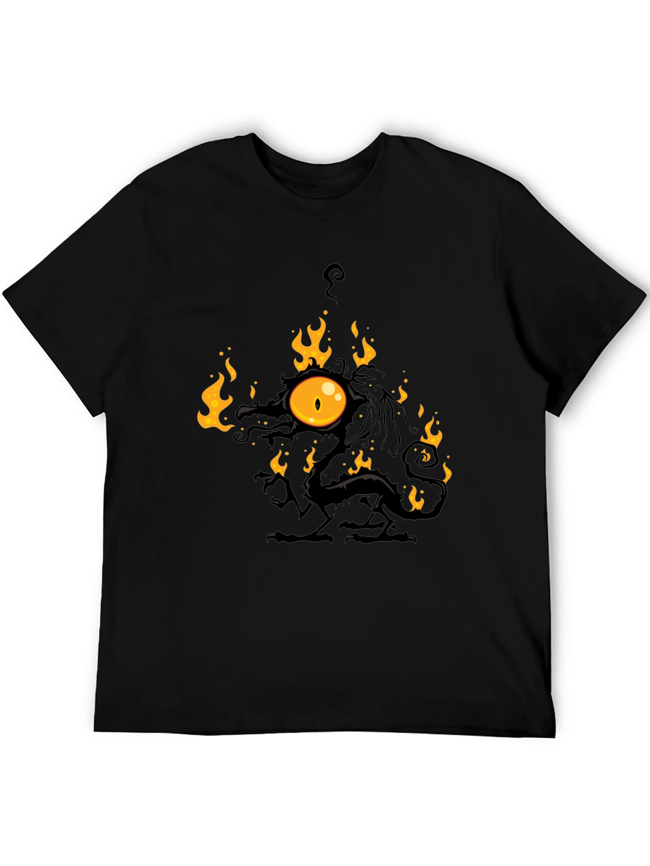 Fiery Eye Dragon Black T-Shirt