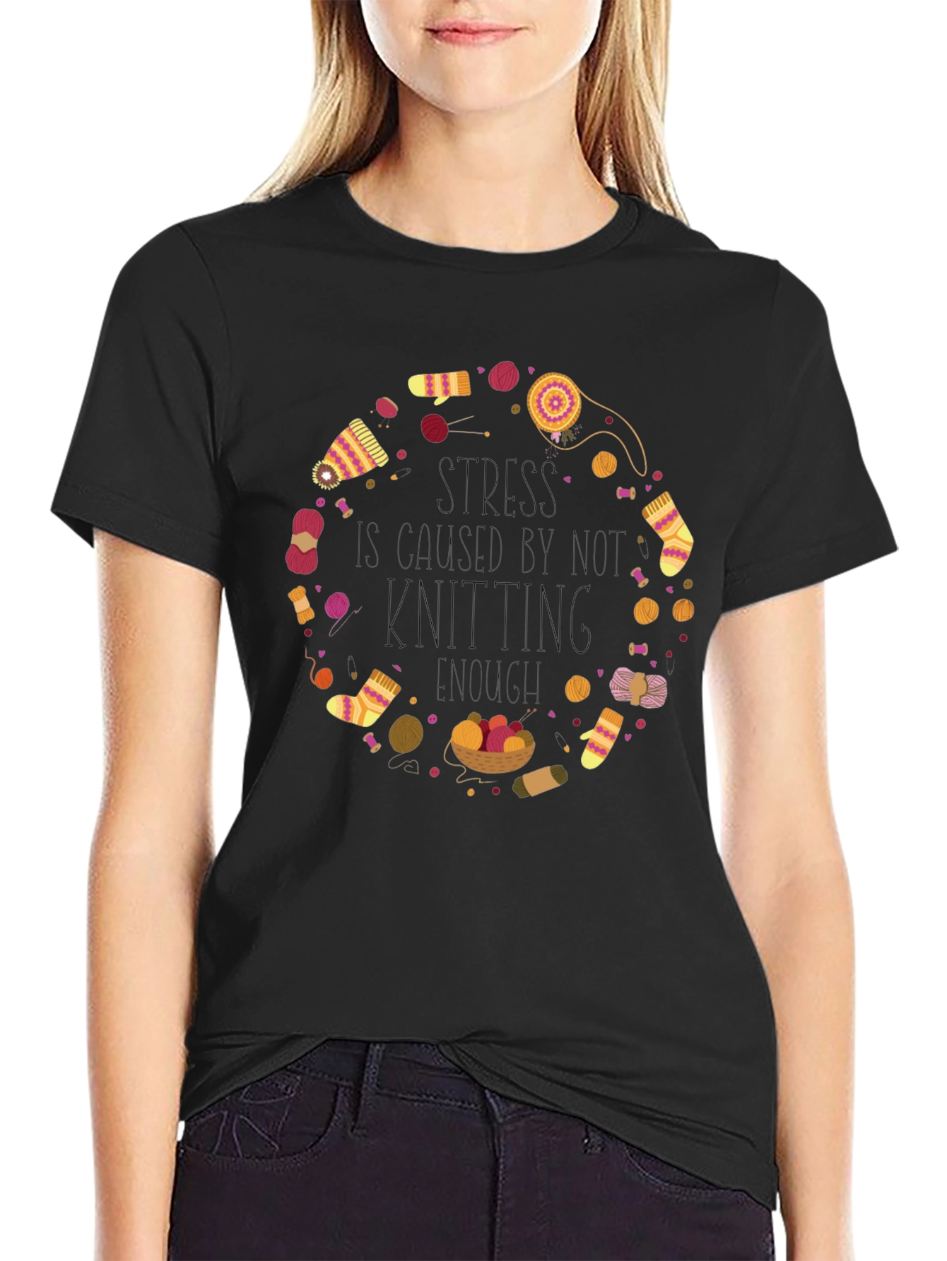 Knitting Circle Graphic Tee - Cozy Crafting Shirt