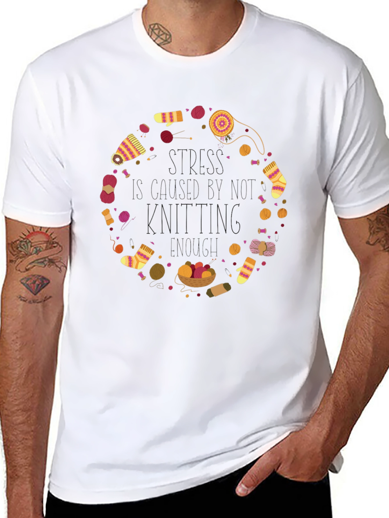 Knitting Circle Graphic Tee - Cozy Crafting Shirt