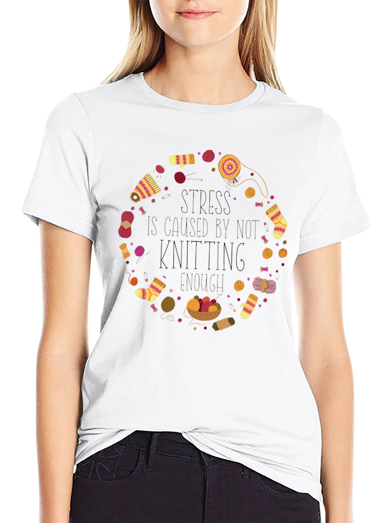 Knitting Circle Graphic Tee - Cozy Crafting Shirt
