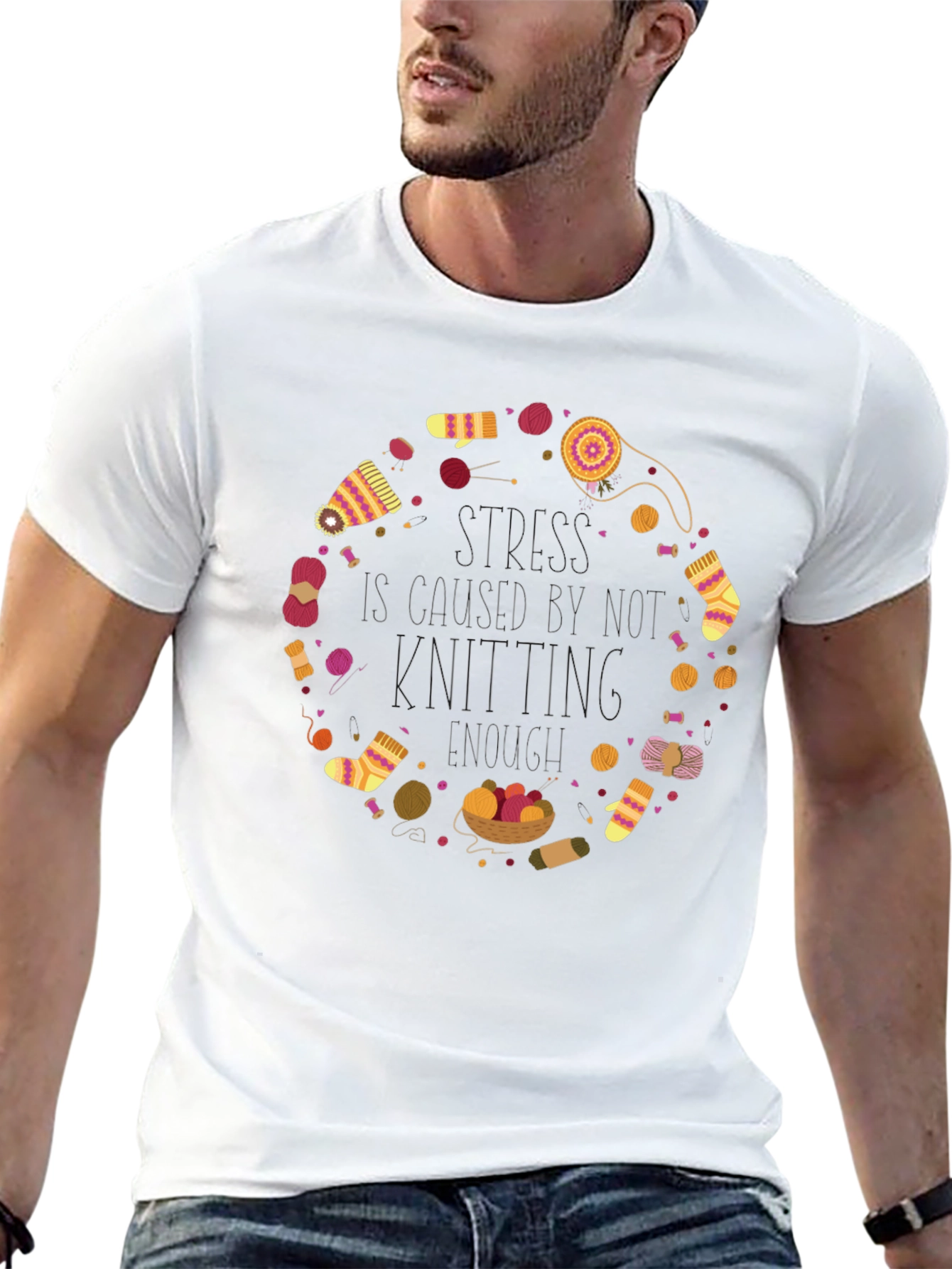 Knitting Circle Graphic Tee - Cozy Crafting Shirt