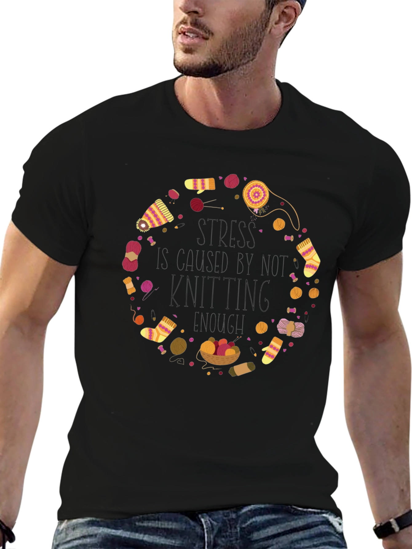 Knitting Circle Graphic Tee - Cozy Crafting Shirt