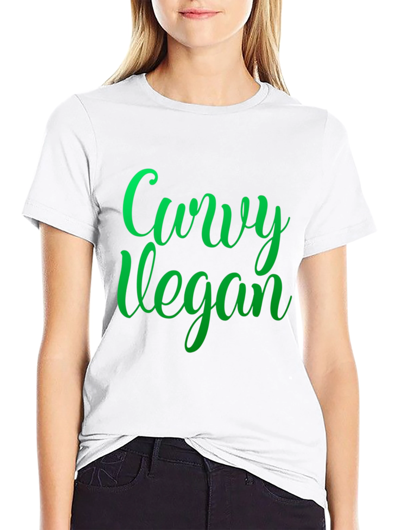 Curvy Vegan Black Graphic Tee