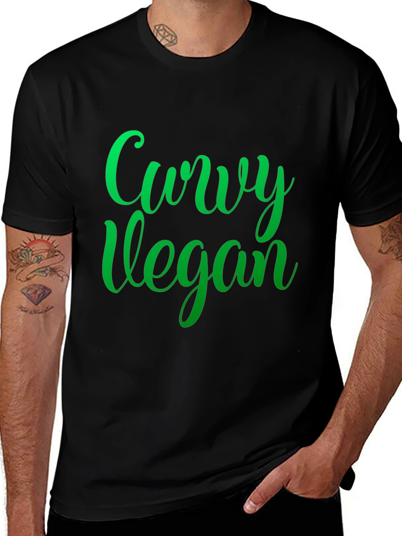 Curvy Vegan Black Graphic Tee