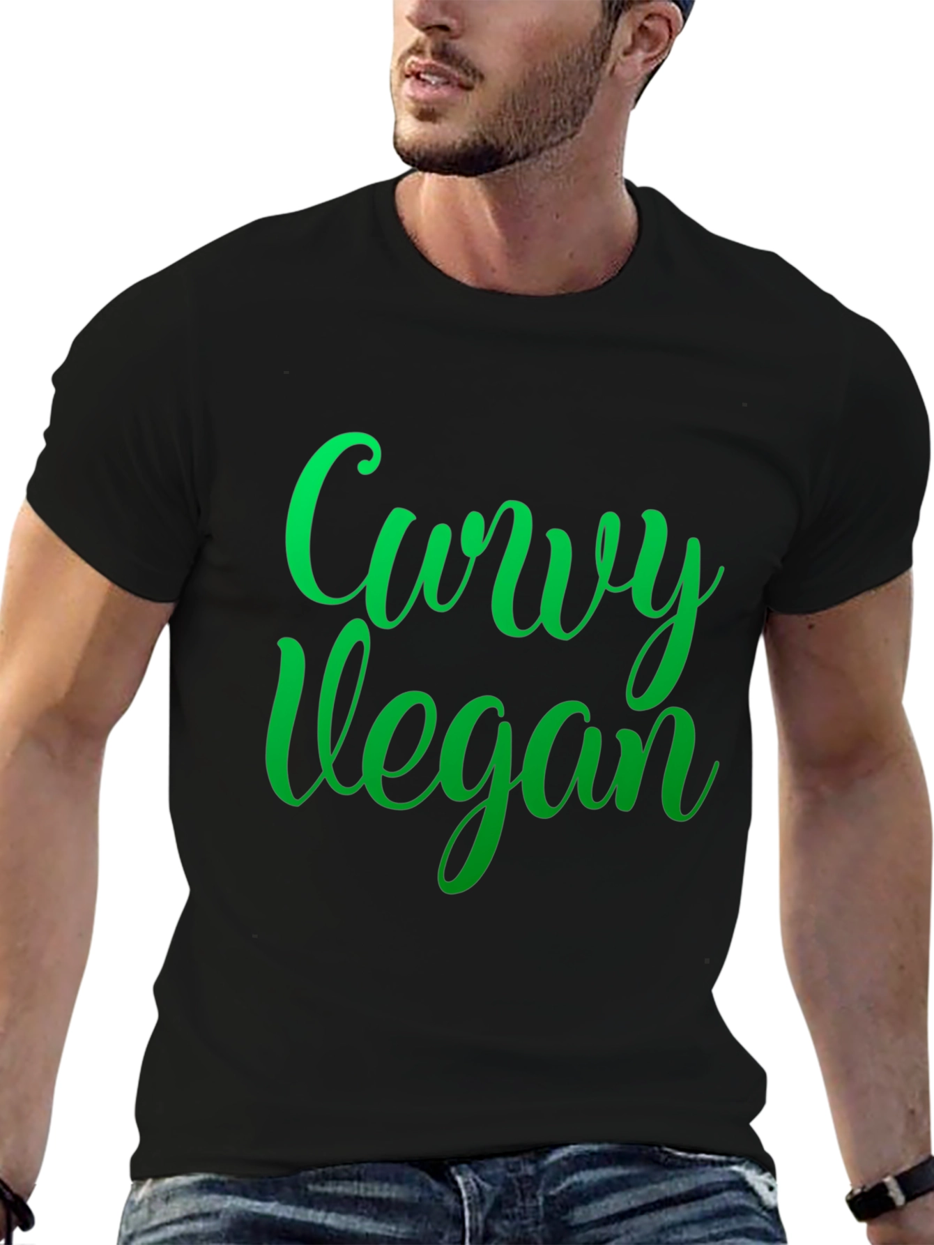 Curvy Vegan Black Graphic Tee